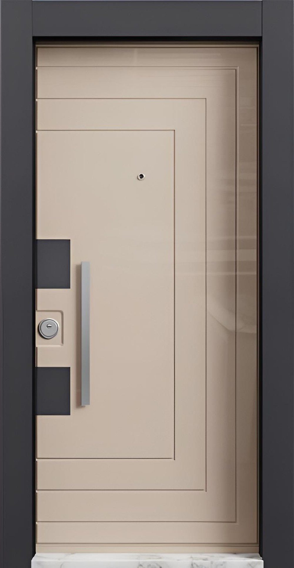 JVmoebel Haustür Beige Eingangstür aus Aluminium mit Sicherheitsklasse RC2 (1-St), Made in Europa