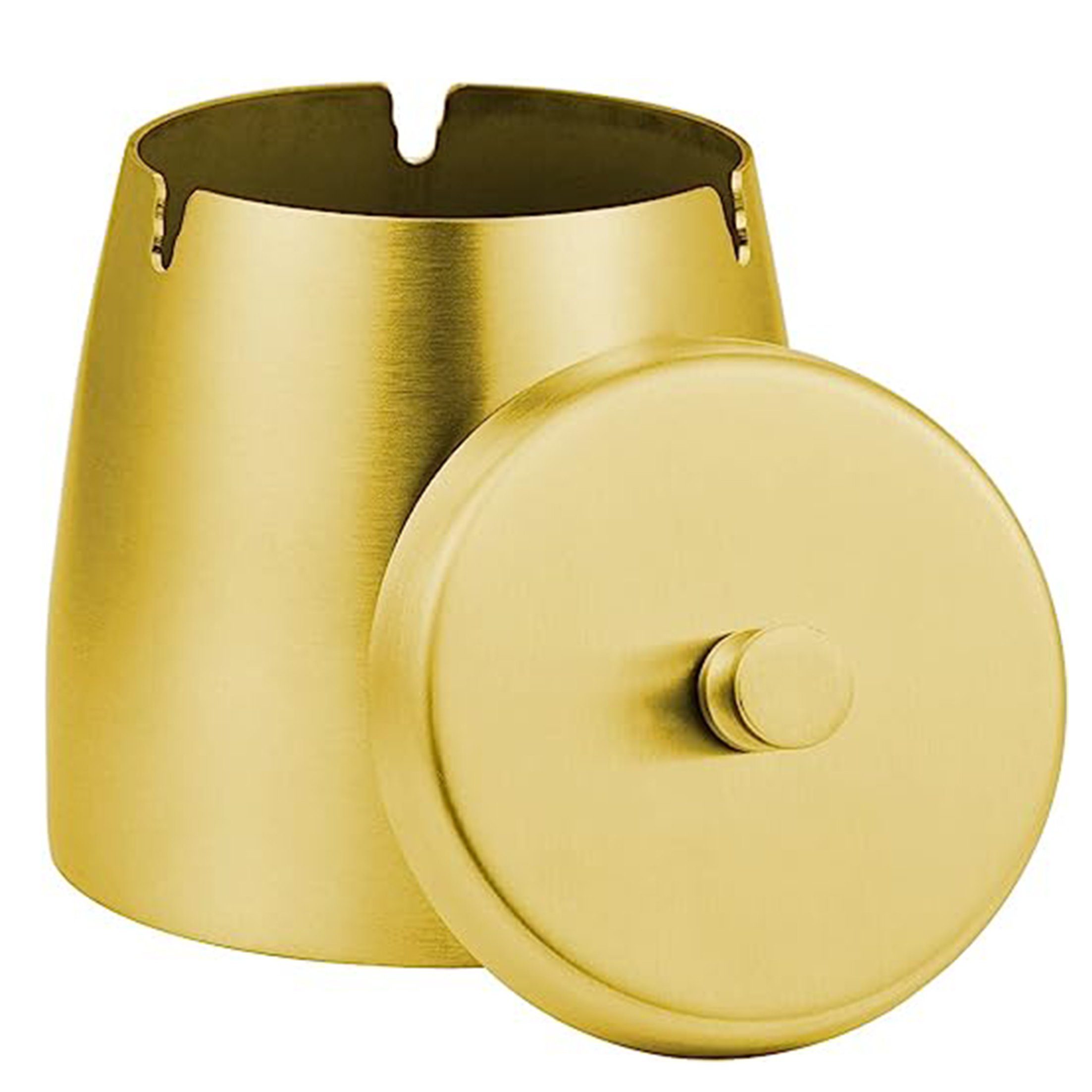 Aschenbecher Edelstahl Gold mit Deckel - 9.5cm