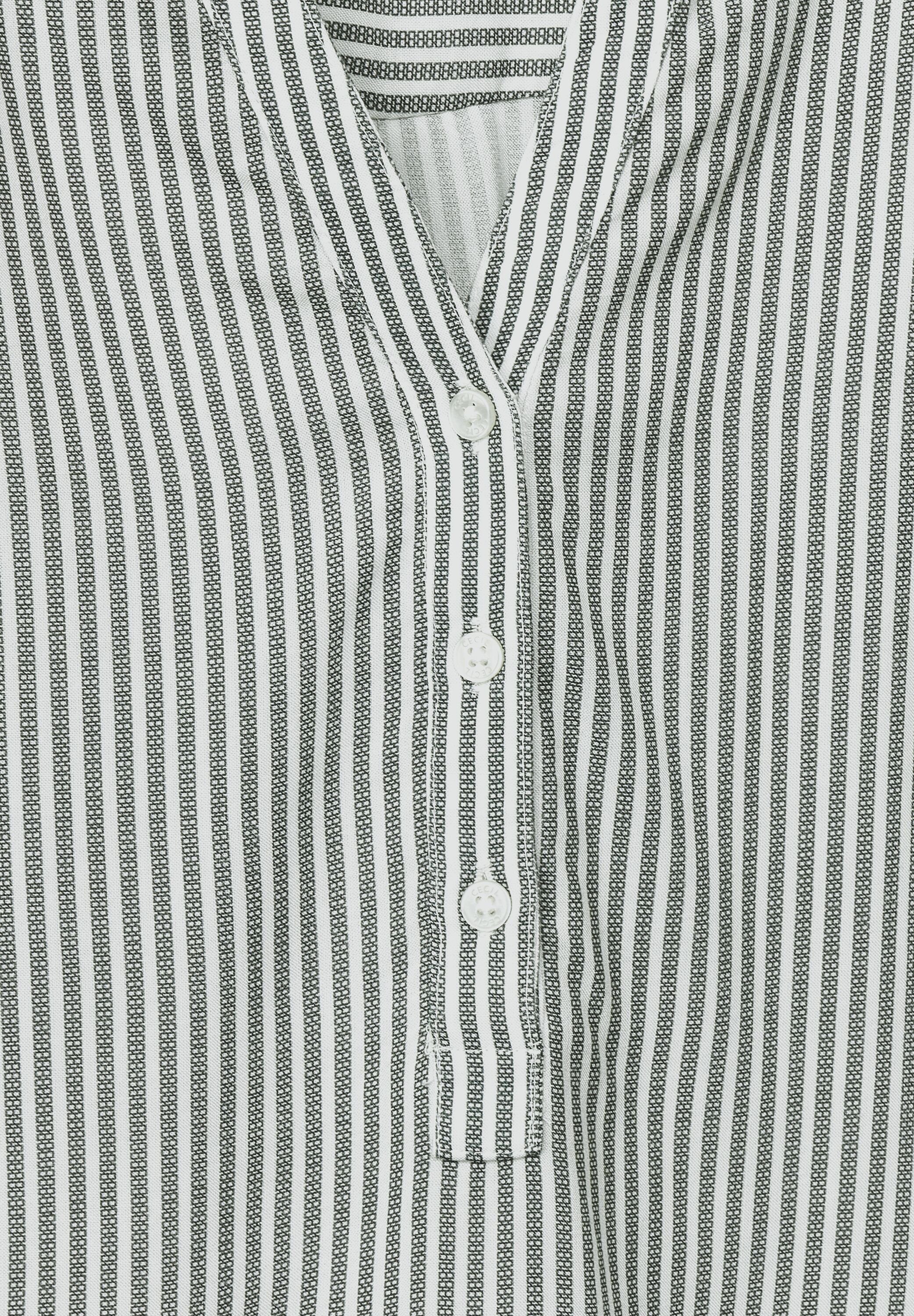 Cecil Langarmbluse mit graphit grey light geschlitztem Rundhalsausschnitt
