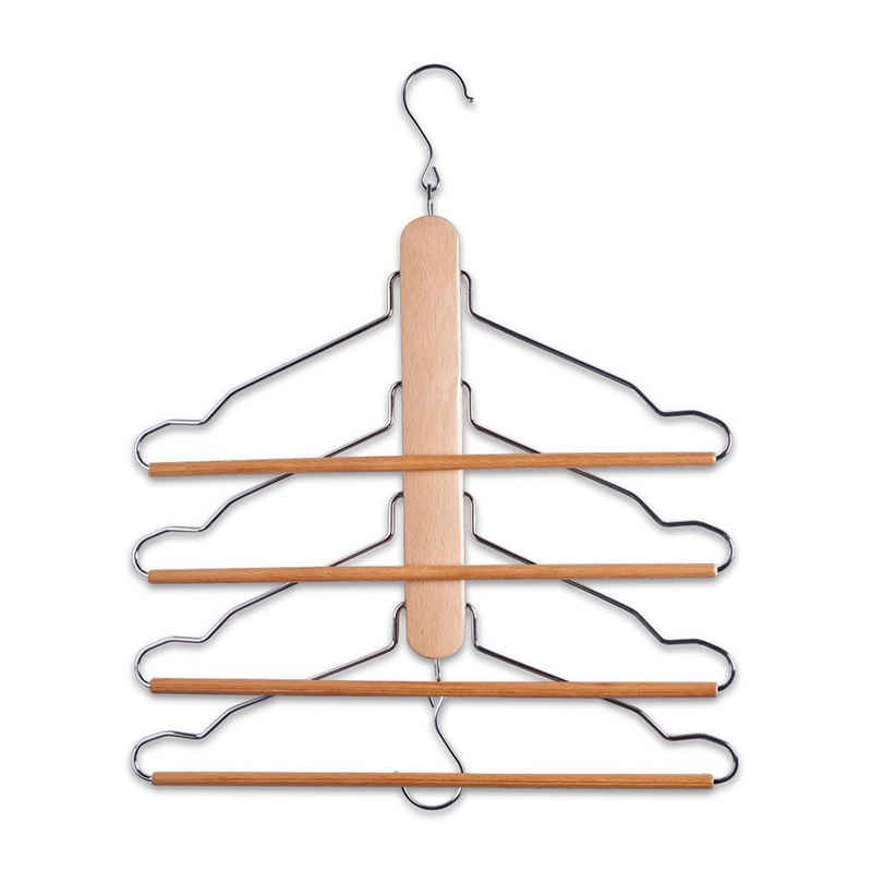 HTI-Living Kleiderbügel Mehrfach-Kleiderbügel Buche-Metall verchromt, (Stück, 1-tlg), Garderobenbügel