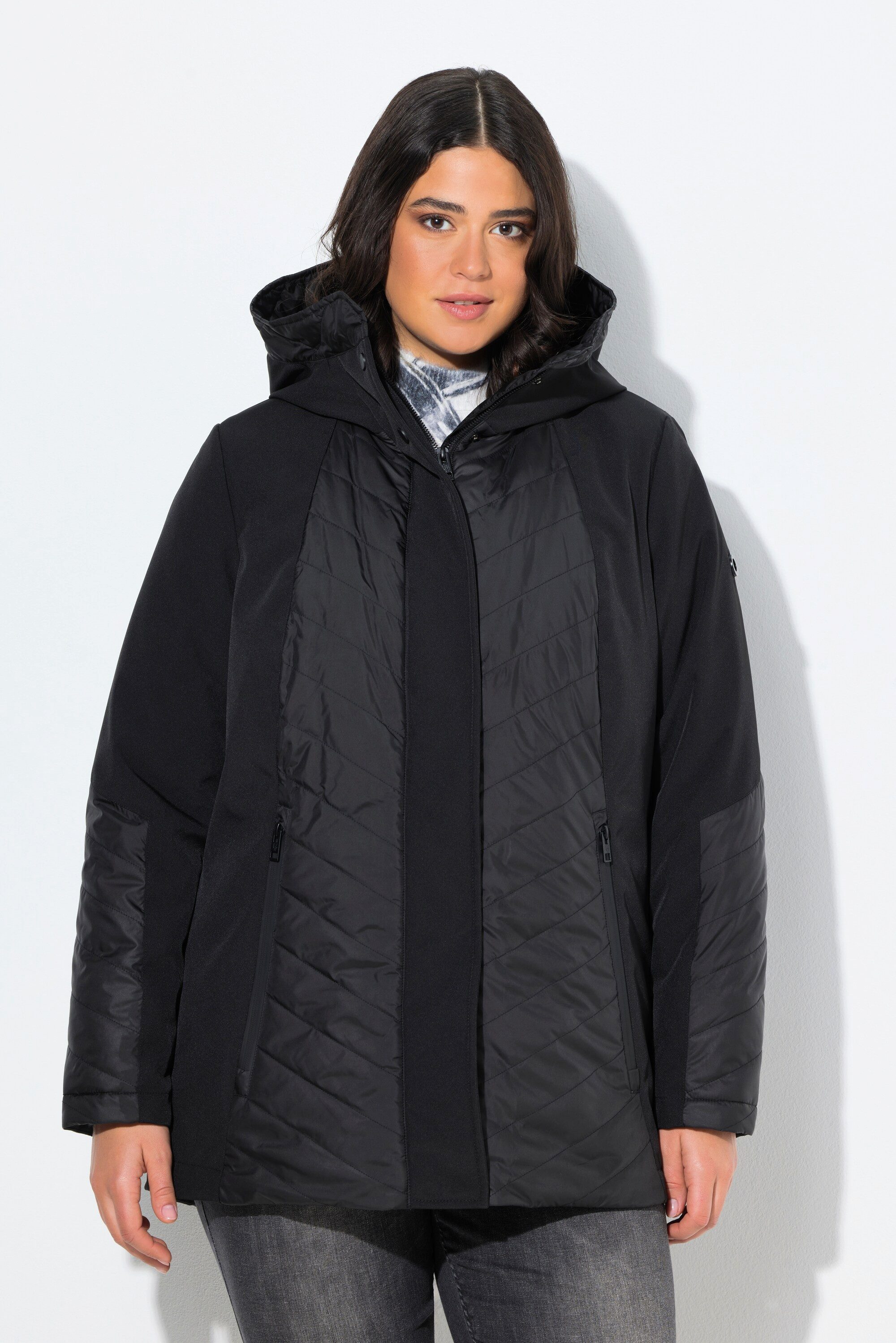 Ulla Popken Parka HYPRAR Softshell-Steppjacke wasserabweisend Kapuze