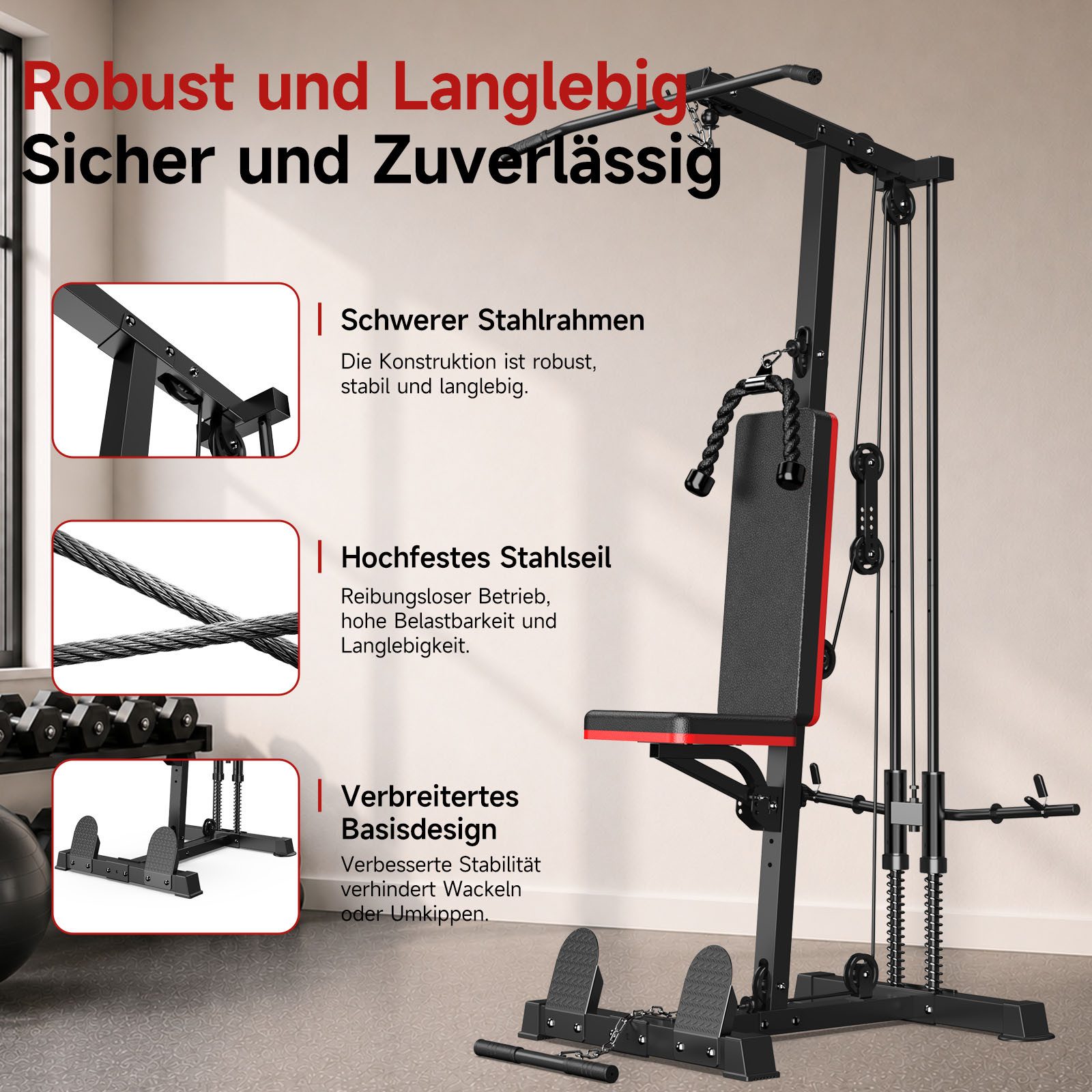 Gywowken Kraftstation 6-in-1 - insgesamt 50 kg, 10 Gewichtsblöcke, 10 Gewichtsblöcke (Set, Fitnessgeräte für Homegym Krafttraining bis 150 kg), Heimfitnessstati – Bild 4 von 5