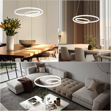 ZMH Pendelleuchte 40CM Design Modern für Wohnzimmer Schlafzimmer Küche Esszimmer, dimmbar, LED fest integriert, Tageslichtweiß, LED, höhenverstellbar