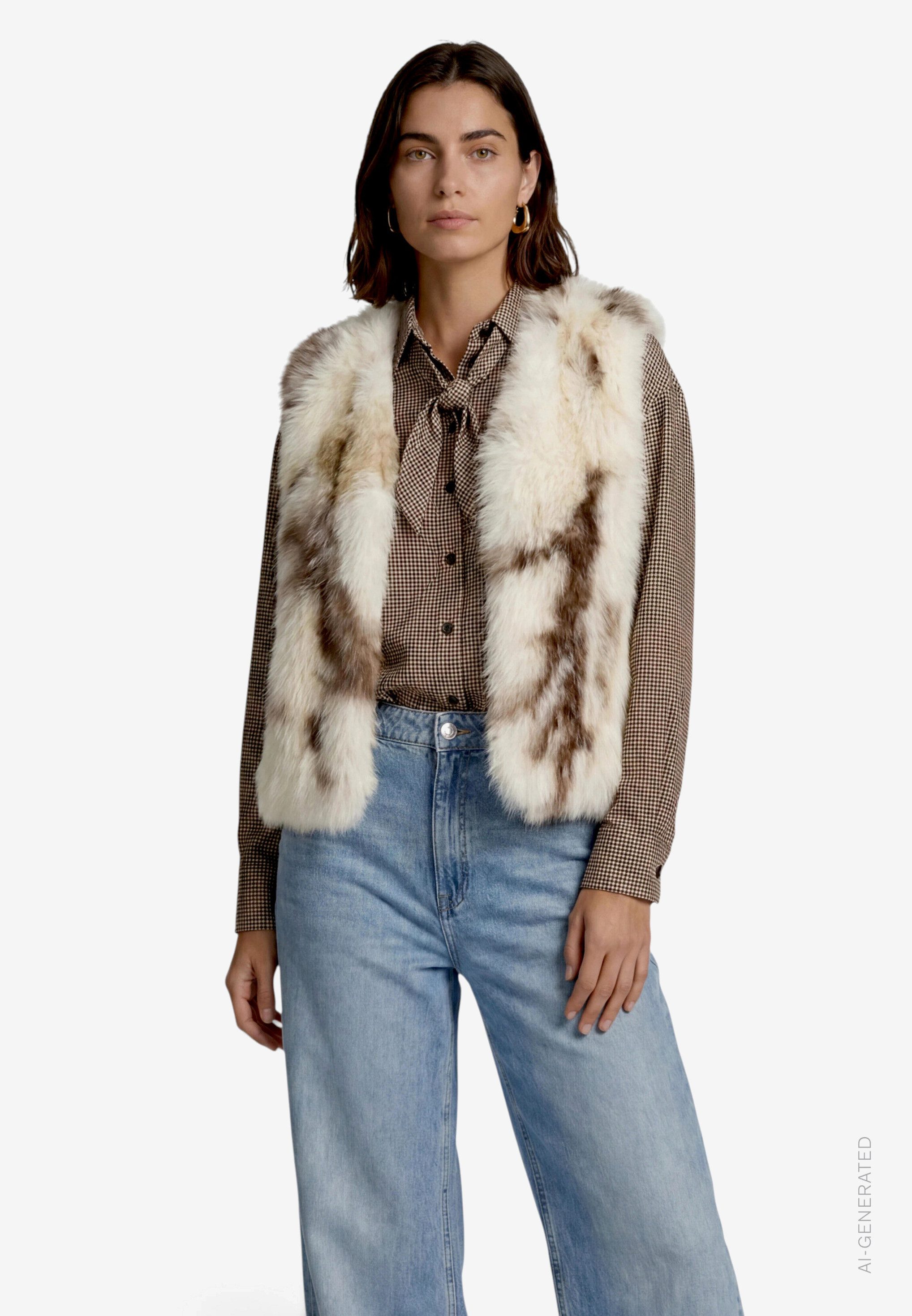 Zero Fellimitatweste Kunstfell-Weste mit Animalprint