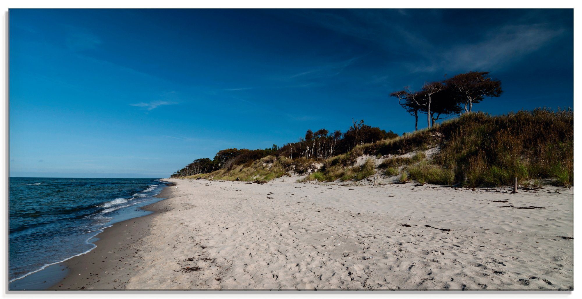 verschiedenen St), in (1 Weststrand- Artland Strand Größen - Glasbild Am Ostsee Darss,