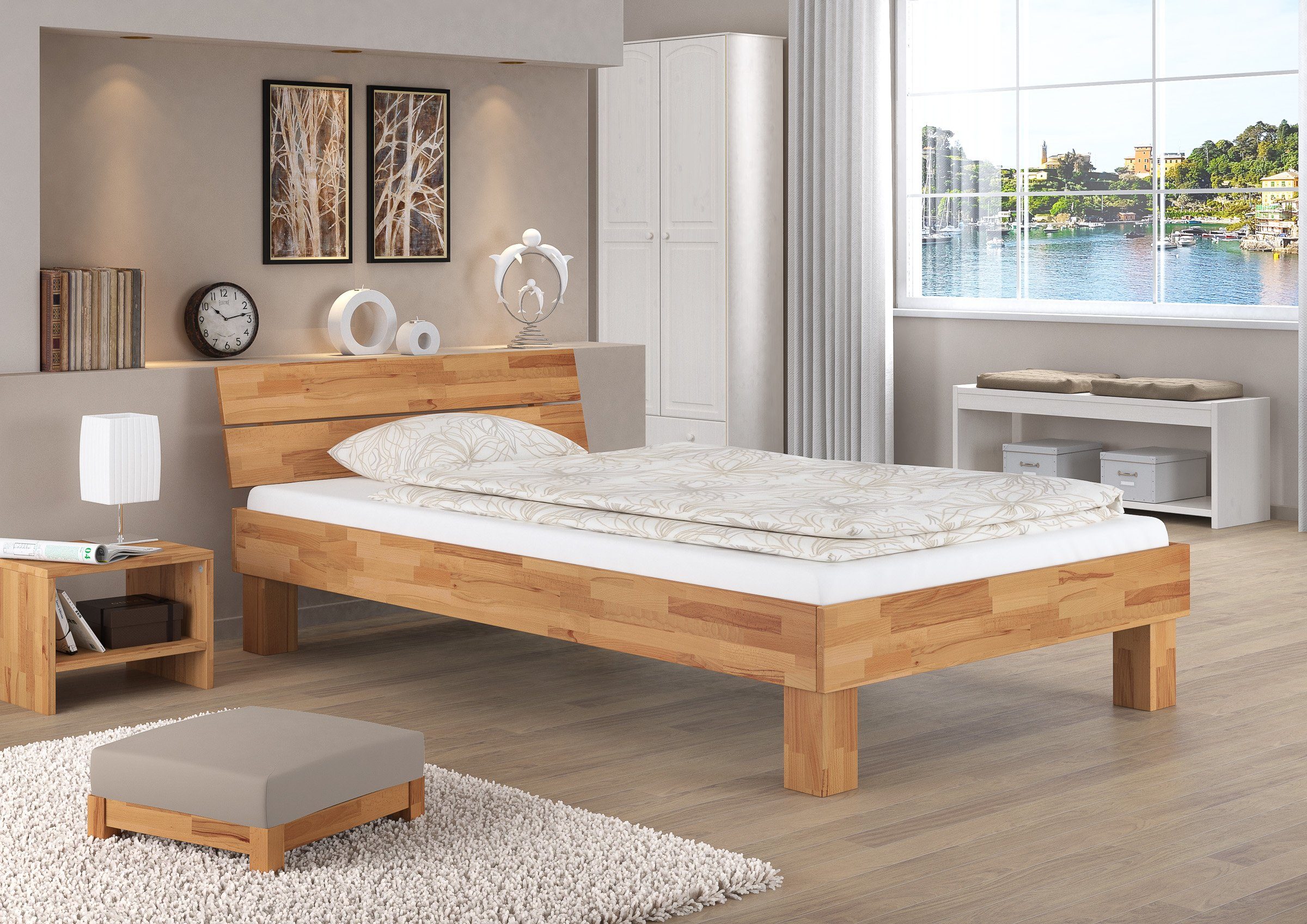 lackiert Breites Rost, Buchefarblos modernes Bett mit Einzelbett 120x200 ERST-HOLZ