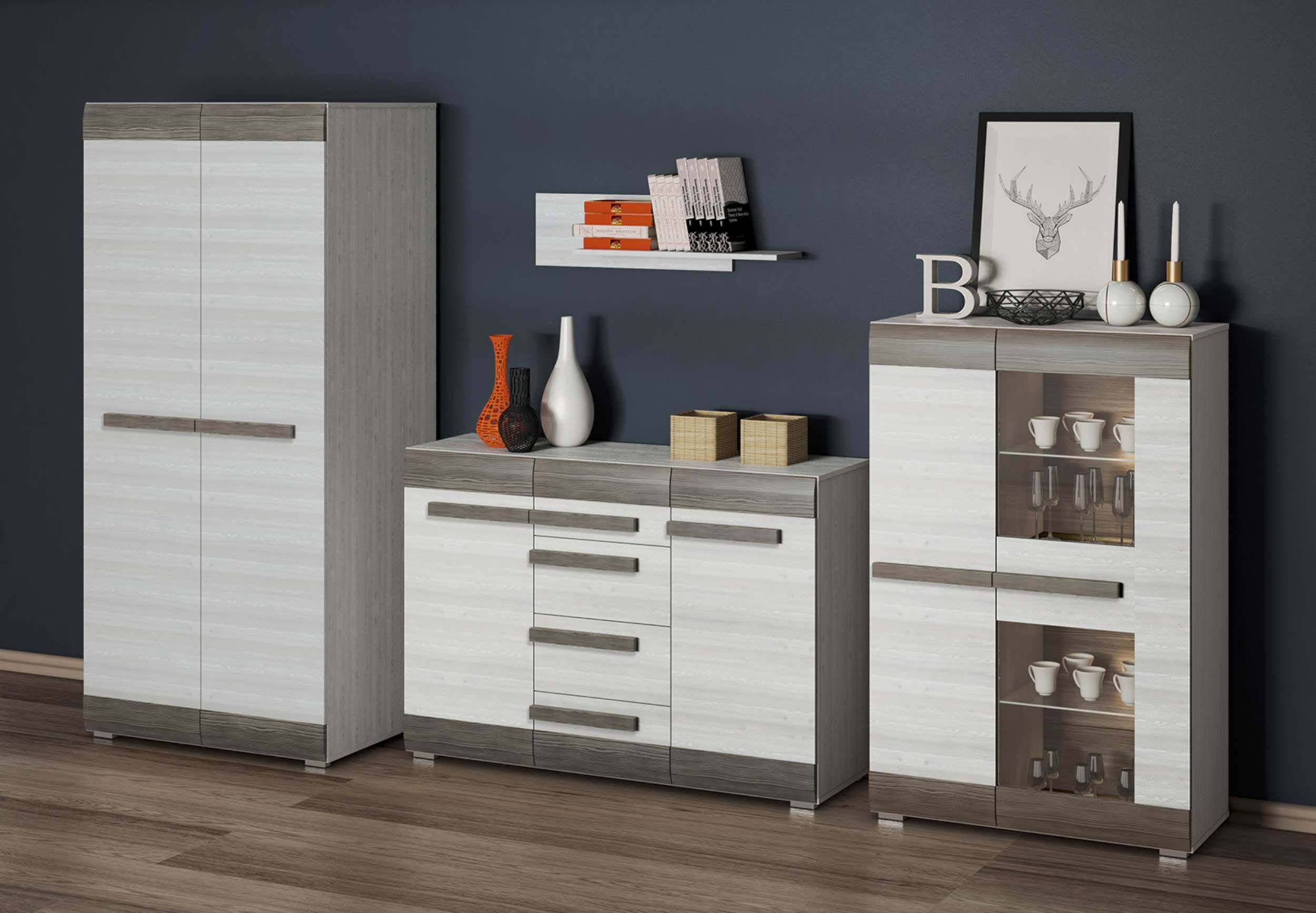 Grey Keno New Stauraumschrank Schneekiefer Stylefy I