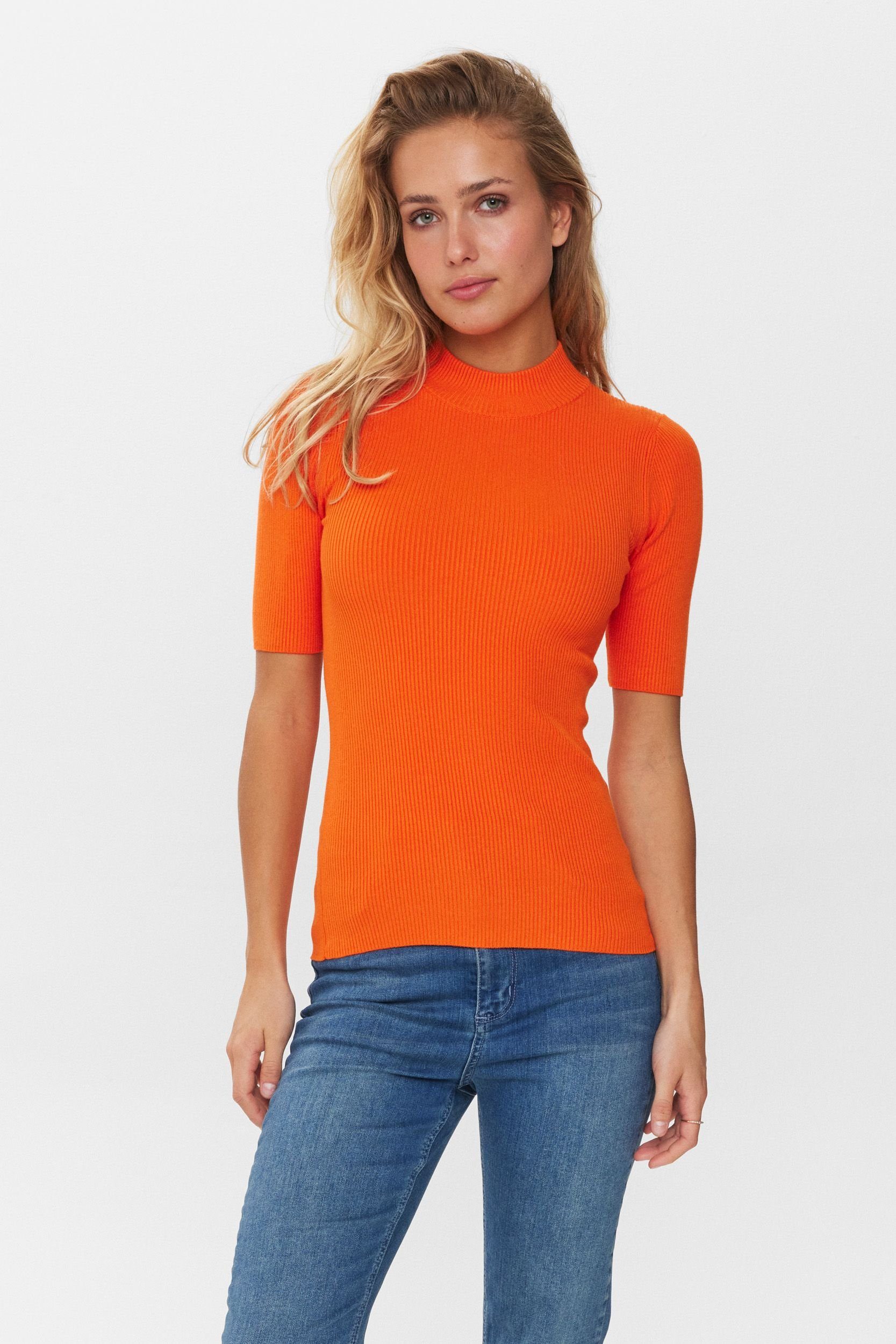 red nümph Stehkragenpullover orange