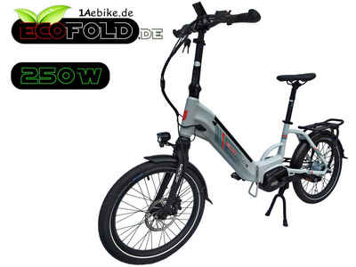 Ecofold E-Bike 20 Zoll ECOFOLD BFM420 E-bike Klapprad BaFang Mittelmotor schwarz, 8 Gang Shimano, Nabenschaltung, Mittelmotor