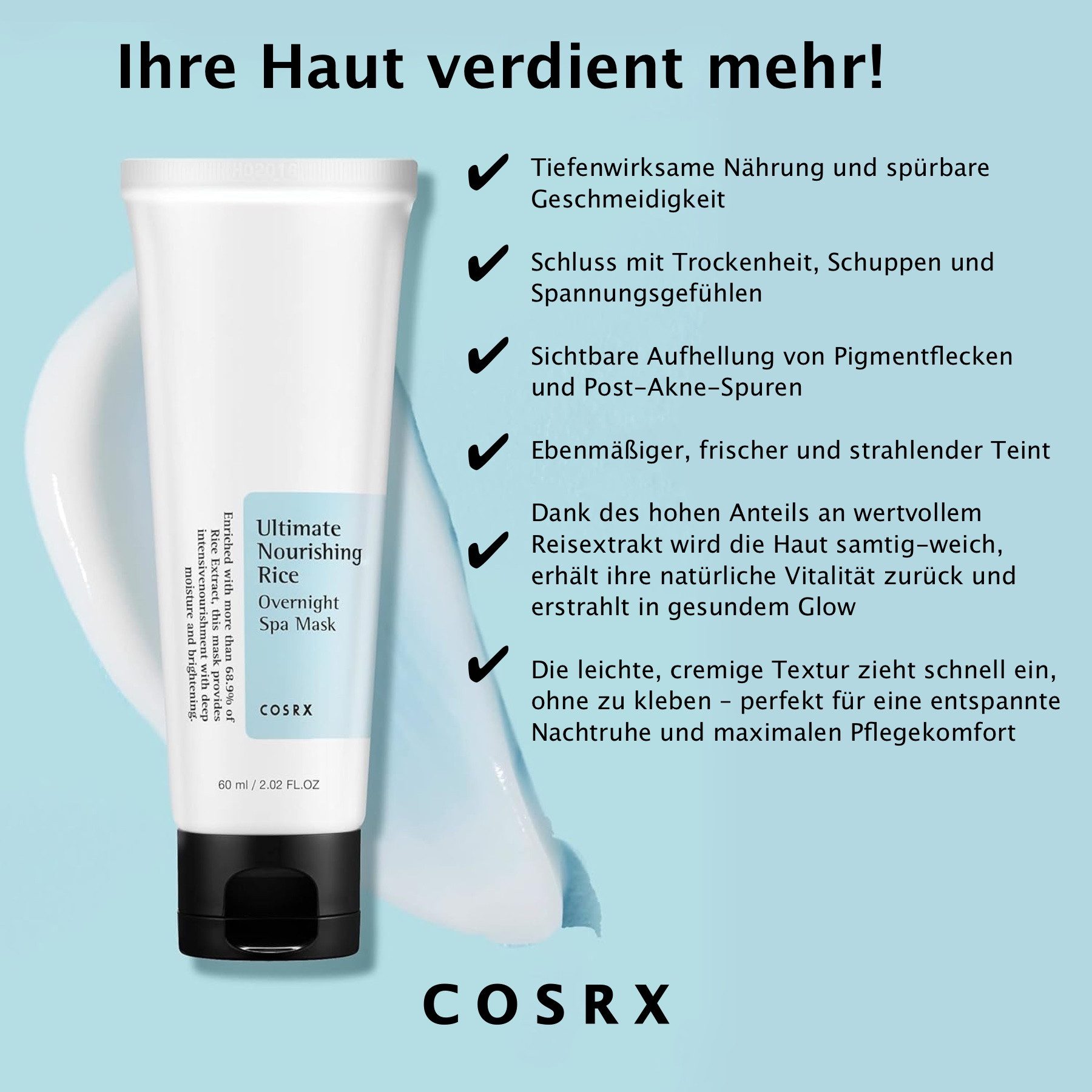 Cosrx Gesichtsmaske Feuchtigkeitscreme COSRX Ultimate Nourishing Rice Spa Mask Vegan, 1-tlg., Gesichtspflege, COSRX, Feuchtigkeit, Creme