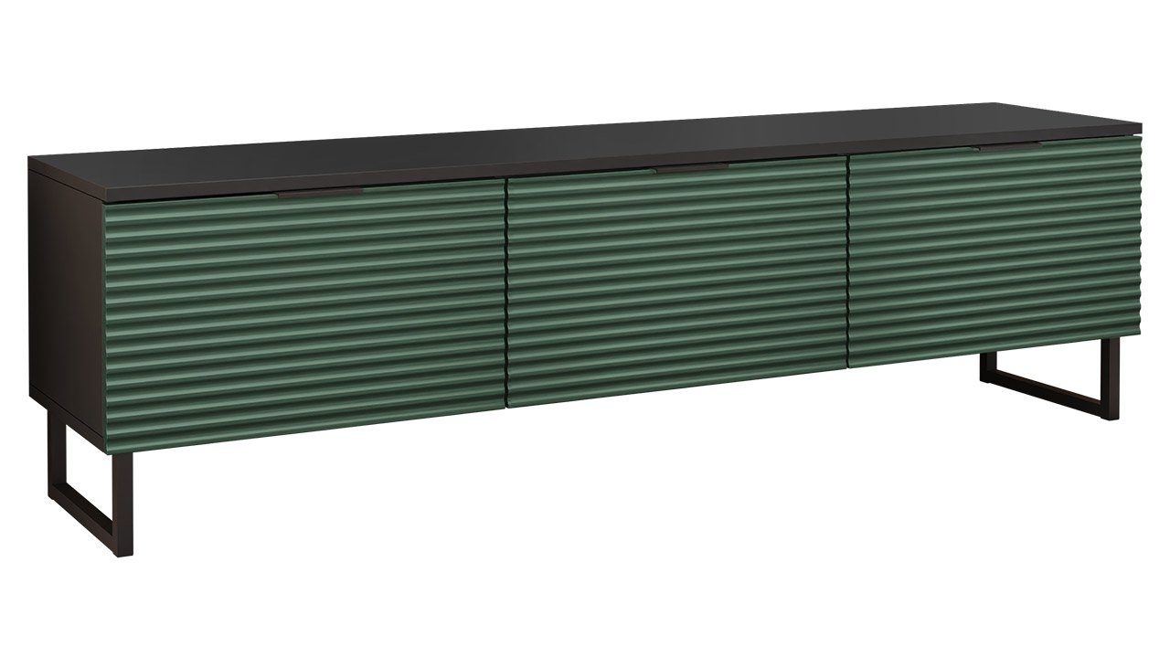 Metallgriffe 150 / schwarz Graphit Klappen) Farbe Delino TV-Schrank Mirjan24 drei Schwarz (mit Grün in der