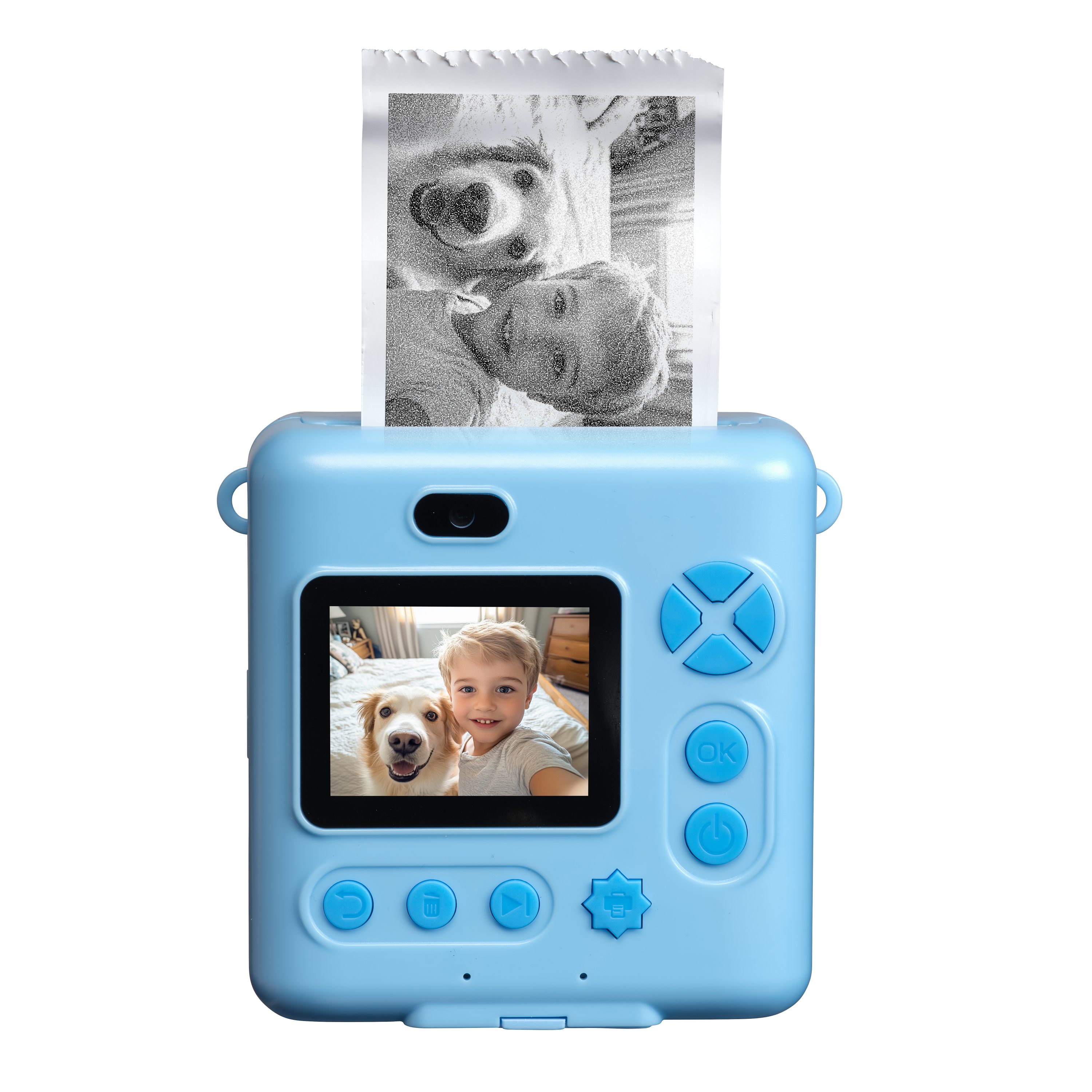 Denver KPC-1363BU Kinderkamera (20 MP, Thermodruck: Druckt Fotos direkt aus, inklusive 4 Spiele)