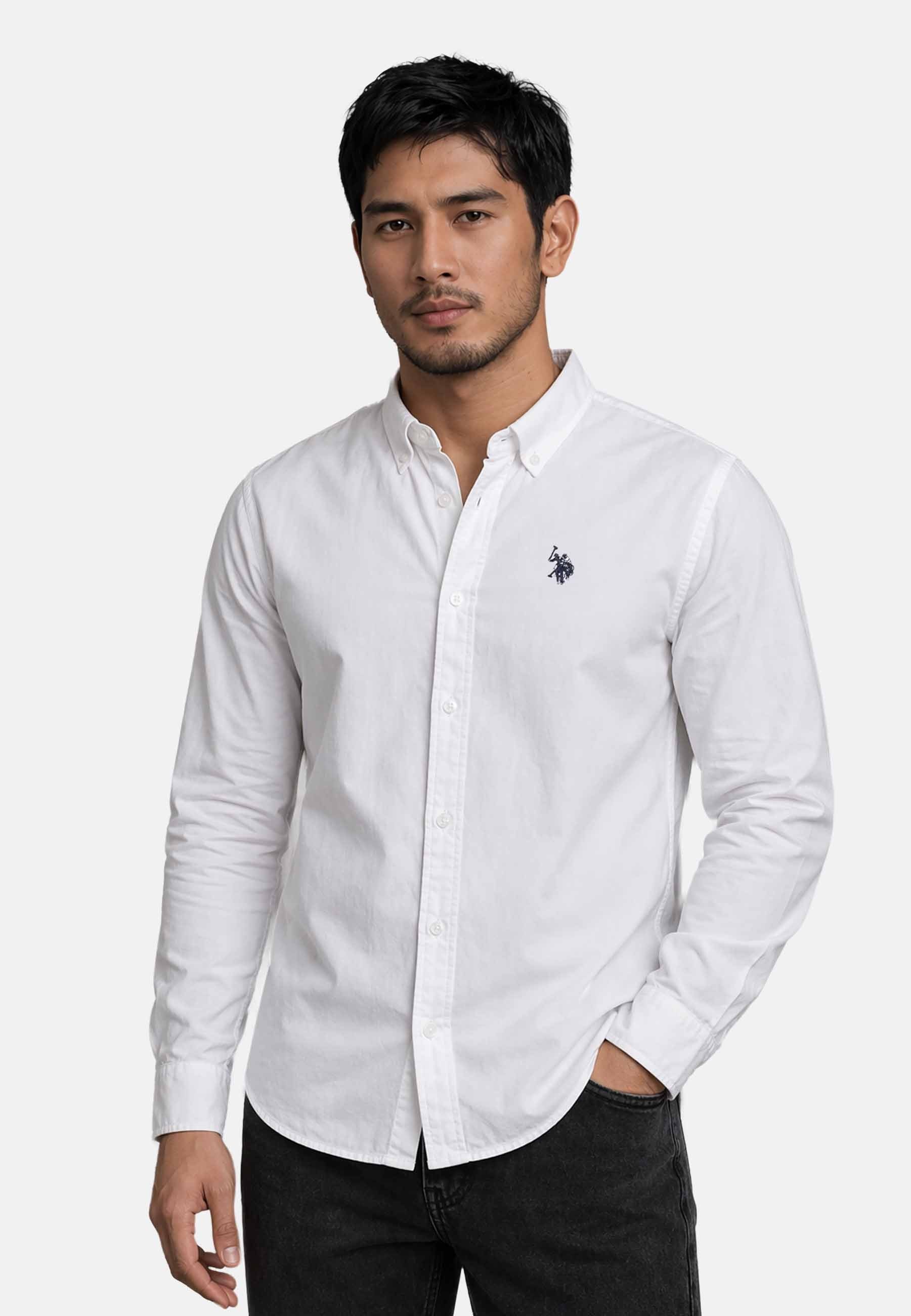 Langarmhemd USDeclaan Herren Baumwolle – Langarmhemd mit Button-Down-Kragen