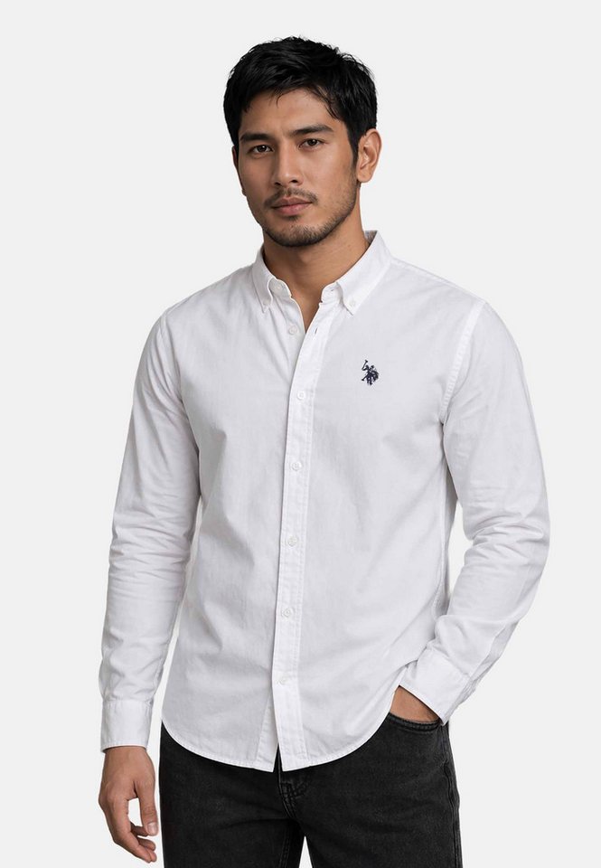 U.S. Polo Assn. Langarmhemd USDeclaan Herren Baumwolle – Langarmhemd mit Button-Down-Kragen Klassisches Baumwollhemd mit Knopfleiste und Logostickerei