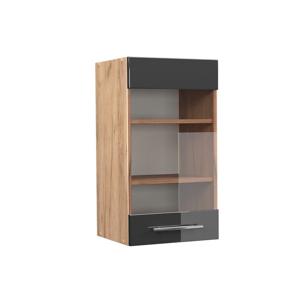 Vicco Glashängeschrank Fame-Line, Anthrazit Hochglanz/Goldkraft Eiche, günstig online kaufen