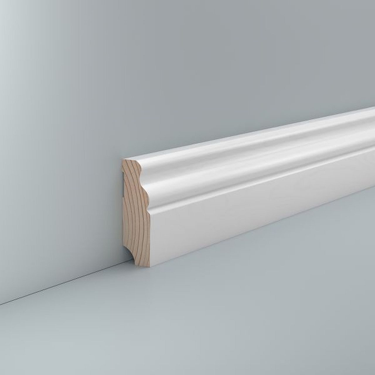 Südbrock Sockelleiste Holz lackiert 19 x 60 Fußleiste RAL 9016 Hamburger Profil, L: 250 cm, H: 6 cm, 1-St.