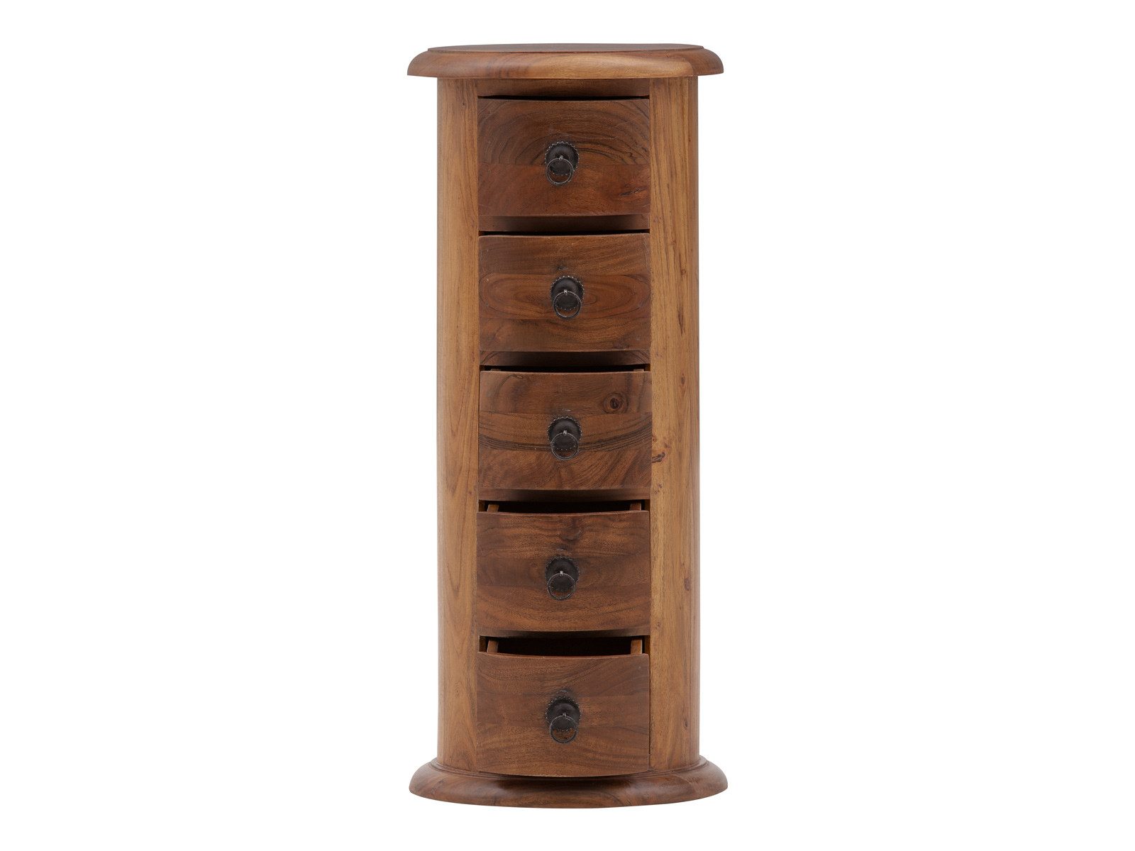 massivum Kommode Merlow Akazie Rundschrank 5 Schub Beistelltisch (1 St)