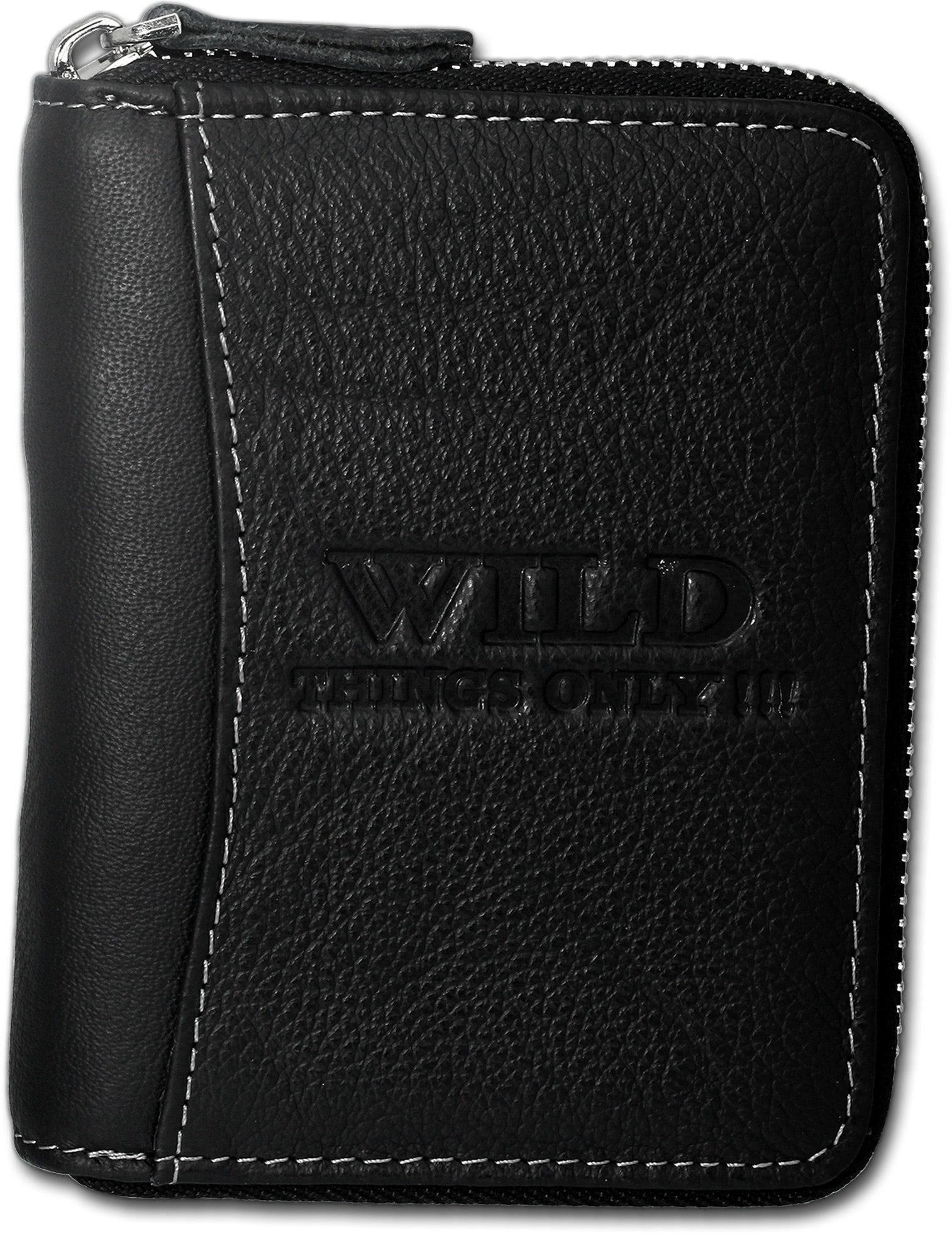 Wild Things Only !!! Geldbörse Wild Things Only RFID Blocker Leder (Portemonnaie, Portemonnaie), Portemonnaie aus Echtleder schwarz, Größe ca. 10cm