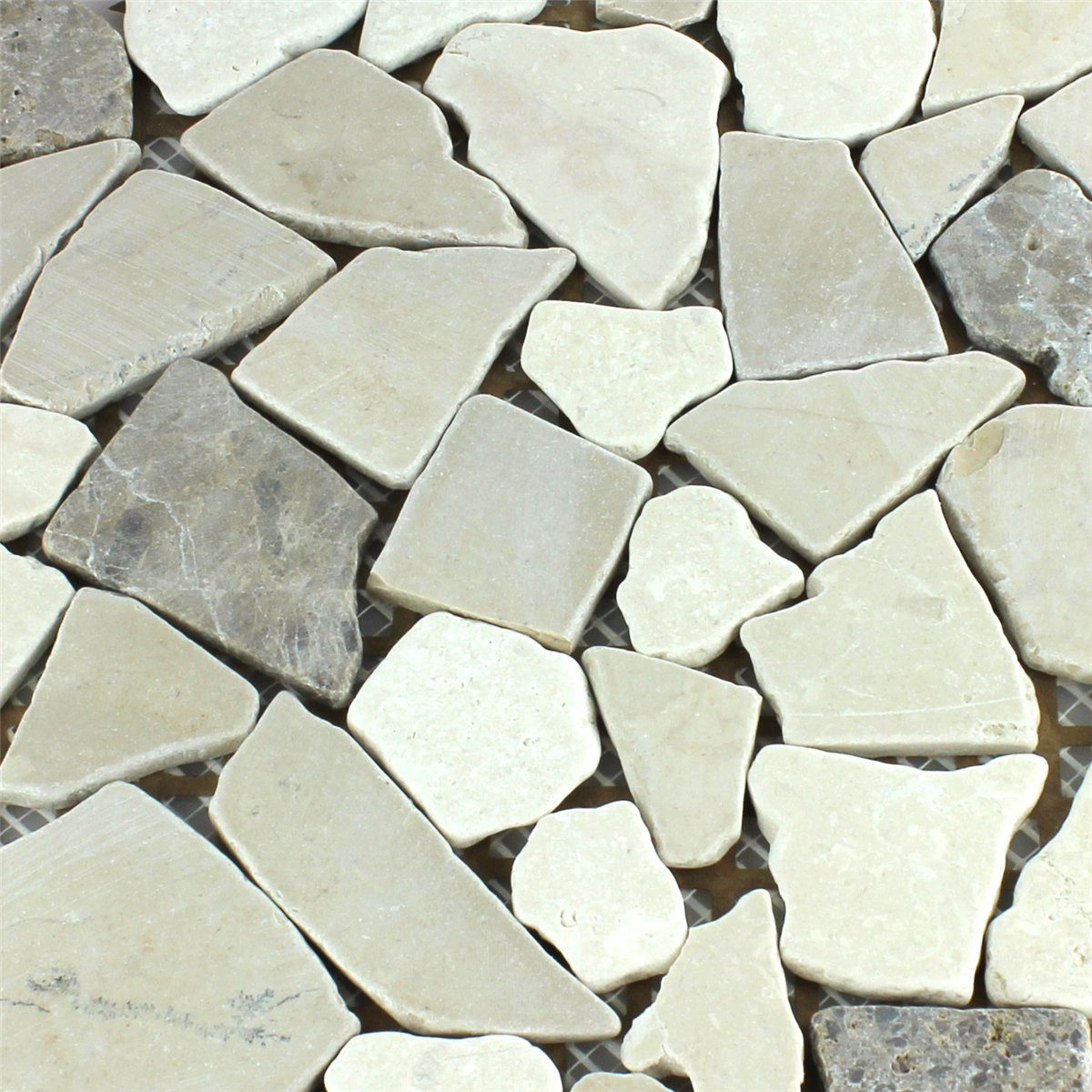 Mosafil Mosaikfliesen Mosaikfliesen Marmor Bruch Coffee Beige, Naturstein-Marmor 30.500x30.500, beige-braun, Frostsicher - Wasserfest - Rutschfest