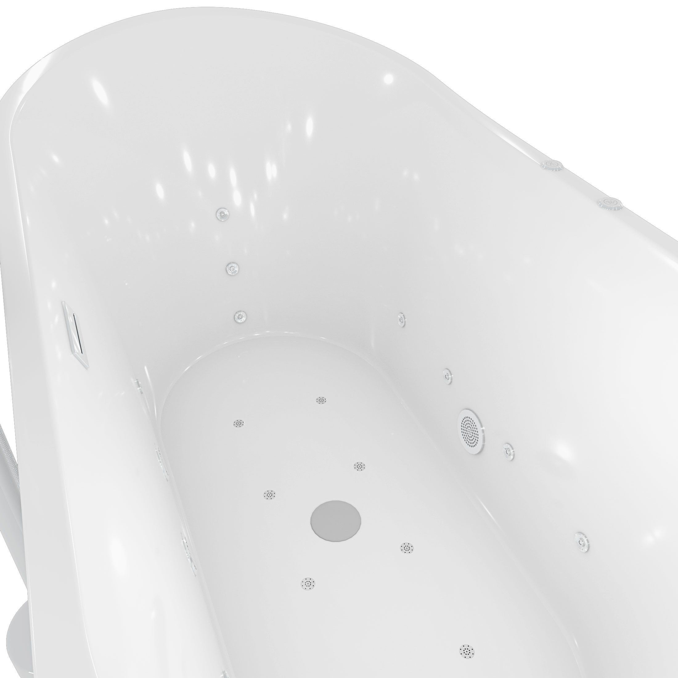 AcquaVapore Whirlpool-Badewanne freistehende Wanne F23 180cm Whirlpool Armatur AF04, (1-tlg), mit Ablaufgarnitur