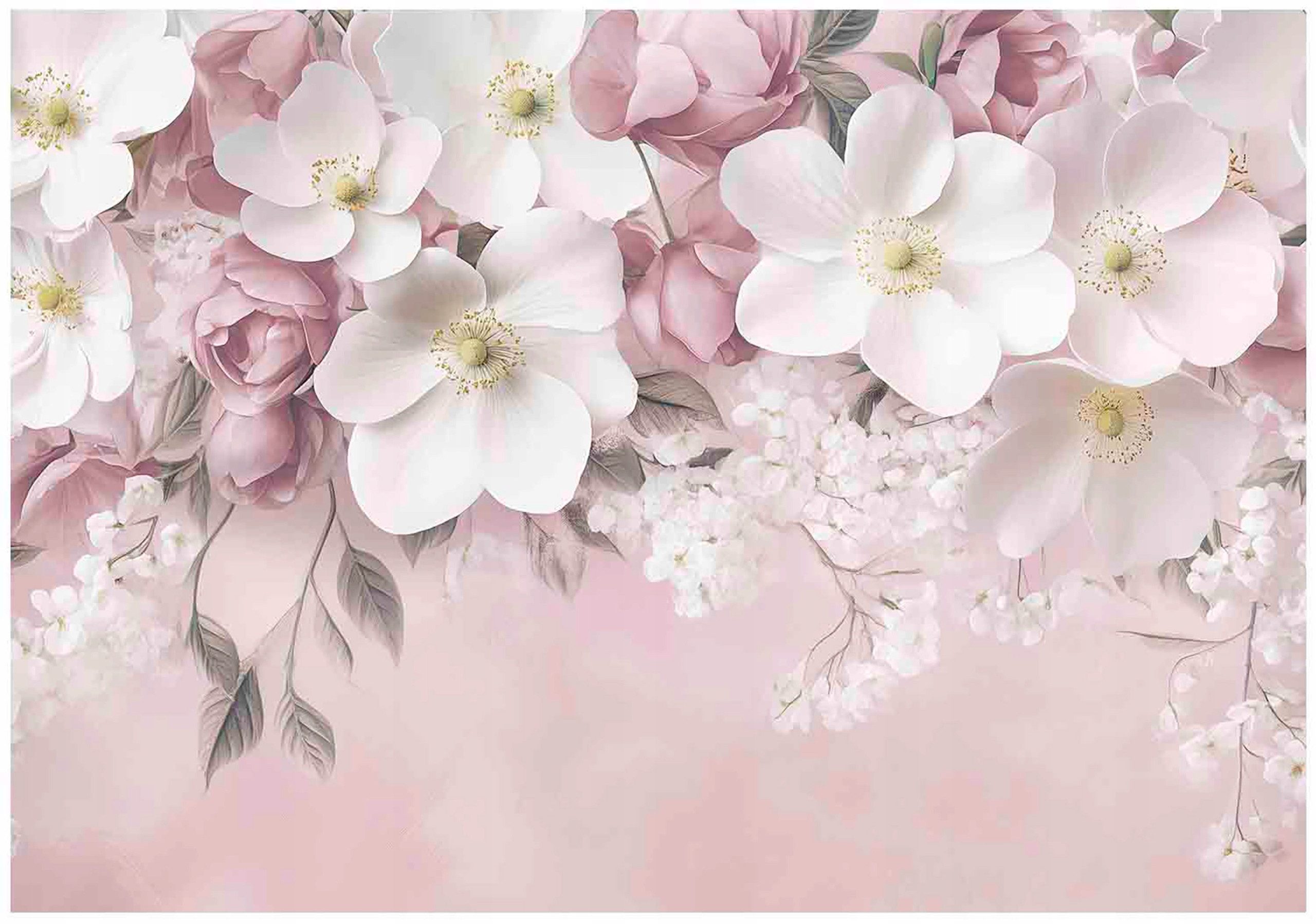Wallarena Fototapete Blumen Beton - Mehrfarbig - Elegant - Vlies - Schlafzimmer, glatt, (2 St), 100x70cm
