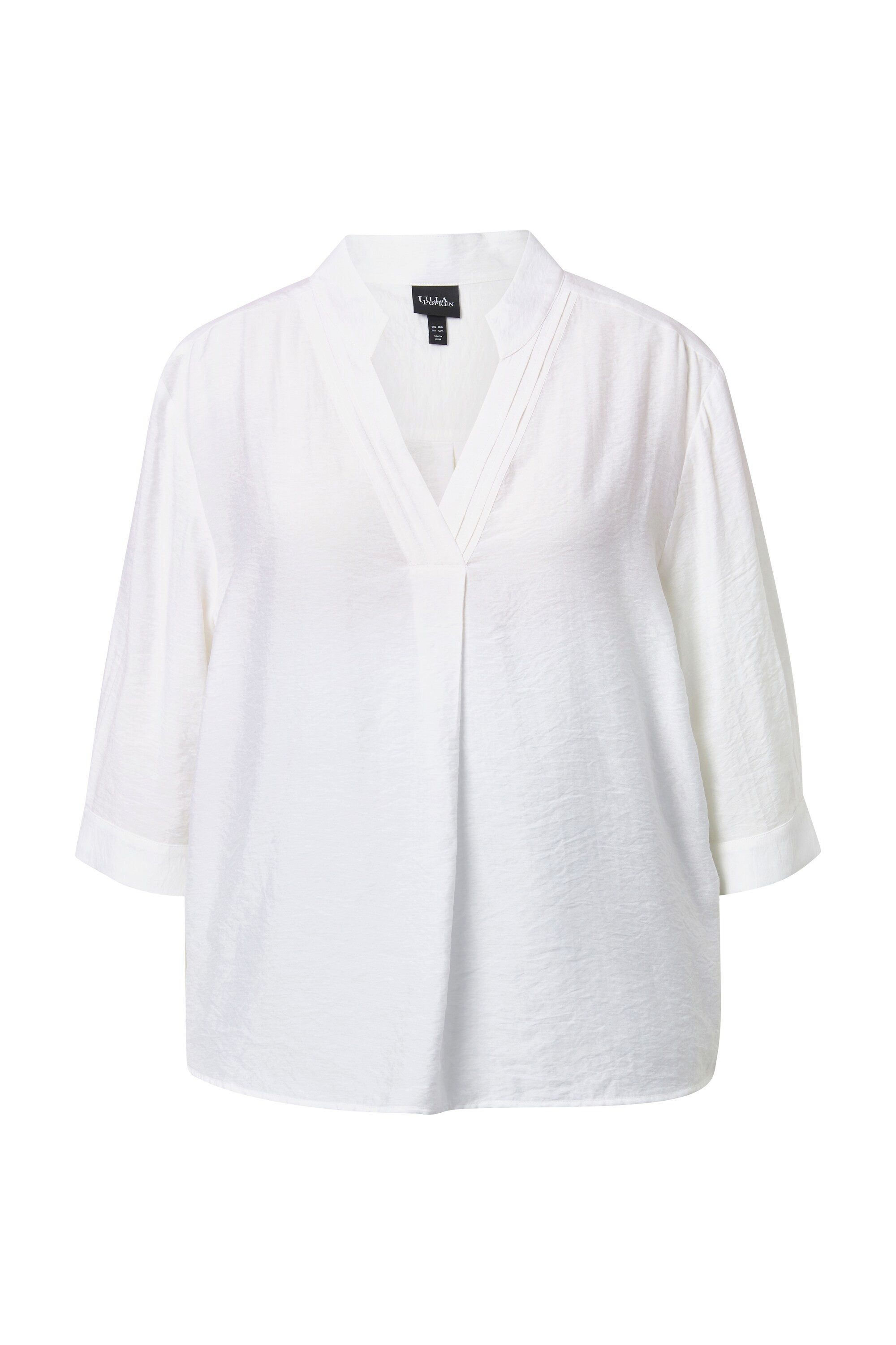 Ulla Popken Tunika Tunika-Bluse Biesen Oversized Stehkragen 3/4-Arm