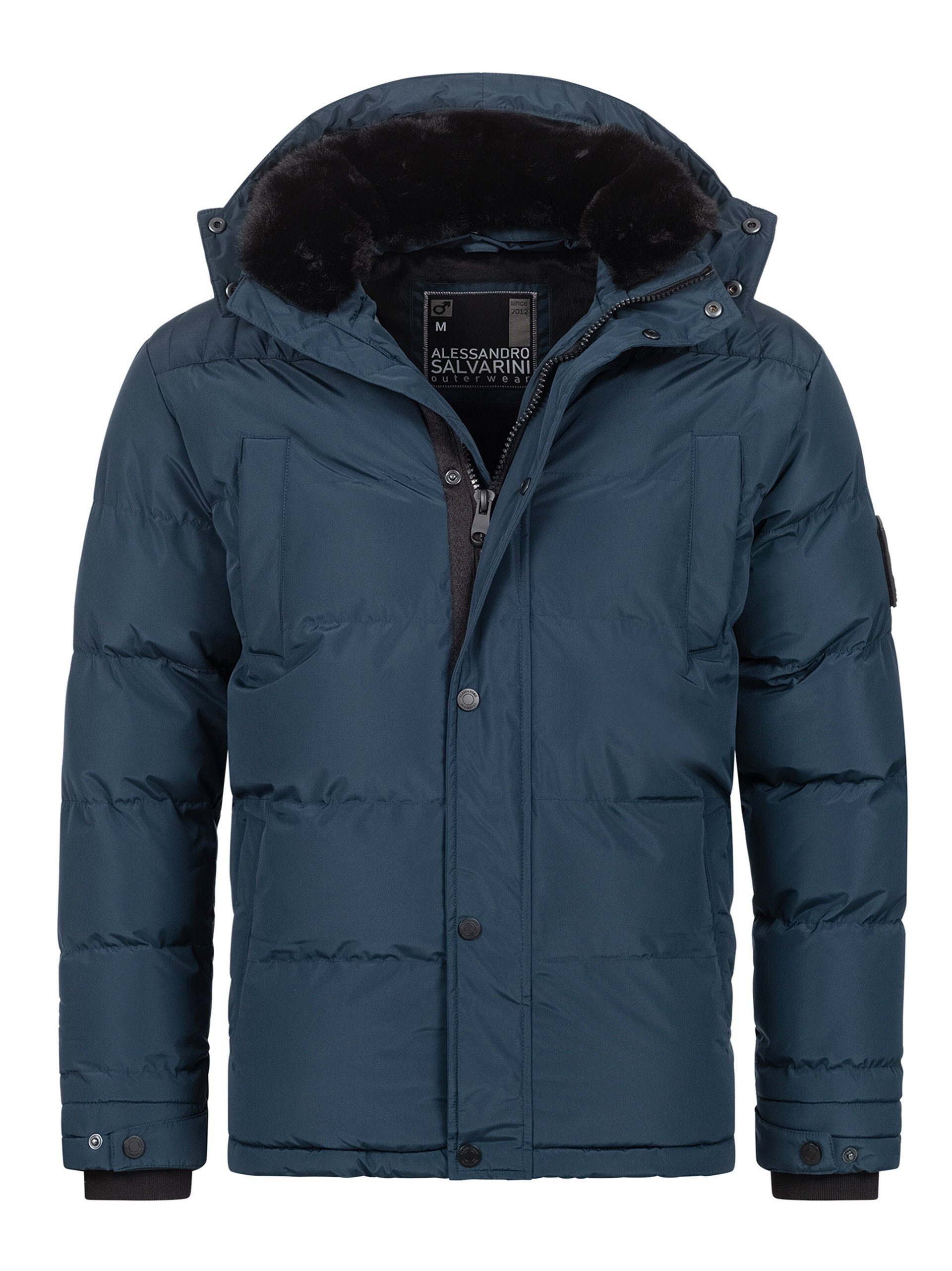 Alessandro Salvarini Winterjacke ASEzkimo Navy Teddyfell warmen mit