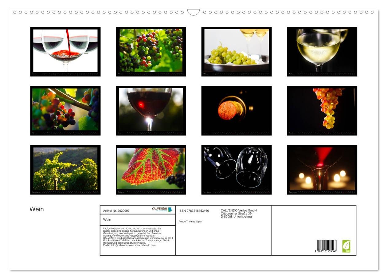 Thumbnail - CALVENDO Wandkalender Wein (Wandkalender 2026 DIN A2 quer), CALVENDO Monatskalender