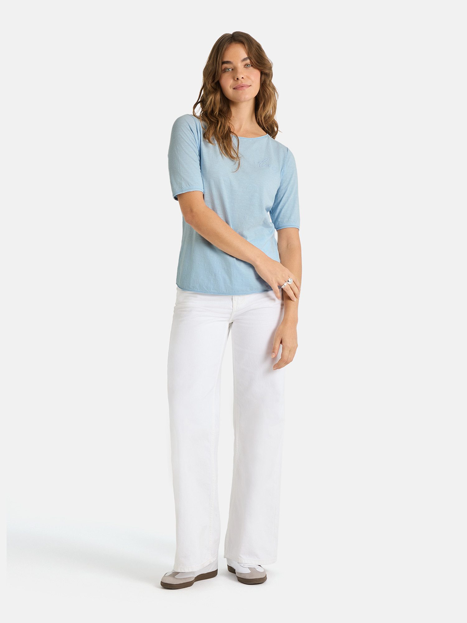 Lieblingsstück Rundhalsshirt CandiceEP mit Statement-Stickerei und im Batik-Look