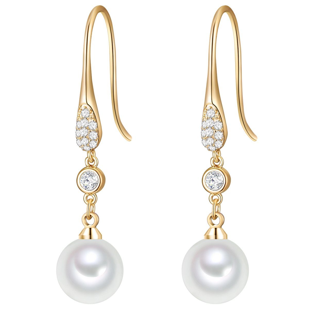 Lulu & Jane Perlenohrringe gelbgold, mit Glas