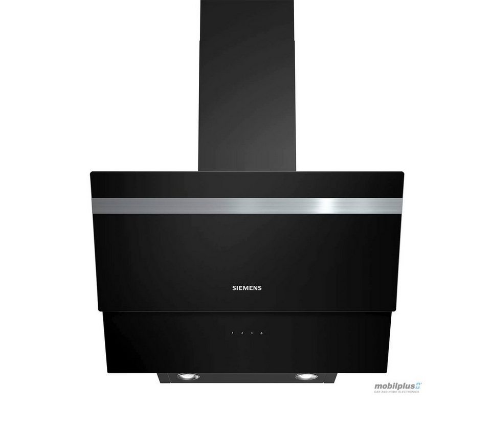 SIEMENS Kopffreihaube Serie iQ300 Siemens LC65KA670 iQ100 Kopffreihaube  60cm schwarz, LC65KA670, Randabsagung, Intensivstufe, Wahlweise Abluft-  oder Umluftbetrieb (Sonderzubehör separat erhältlich)