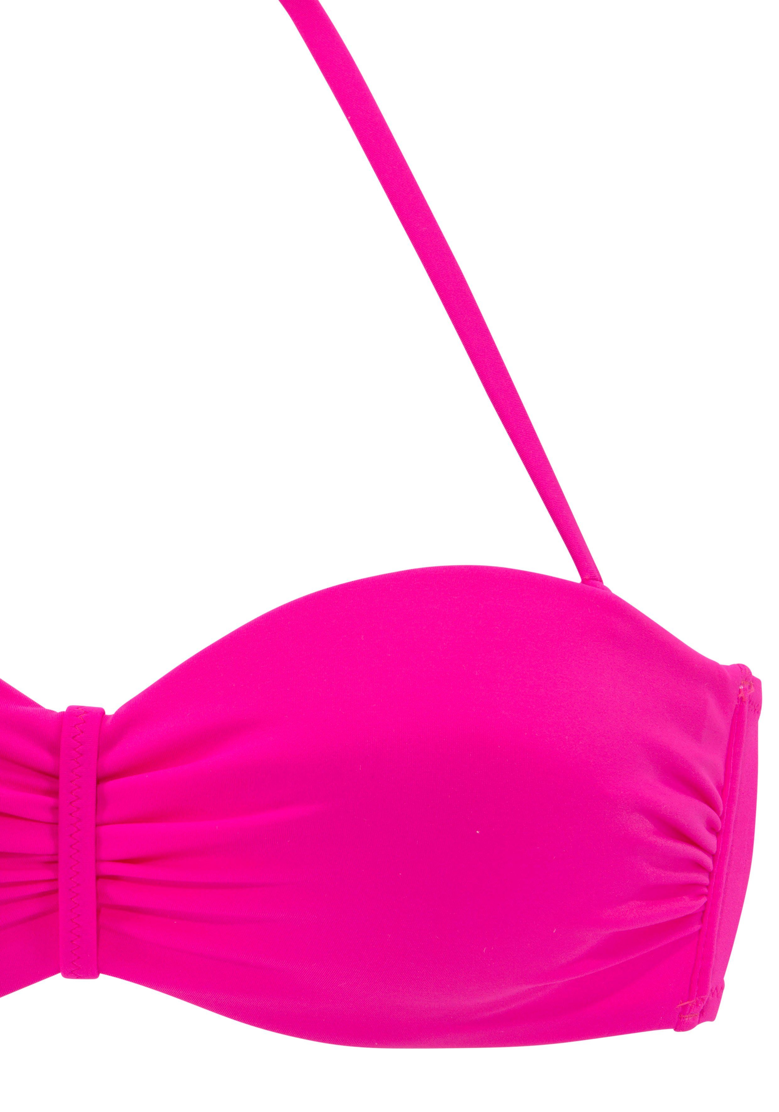 in trendiger Vivance Unifarbe pink Bügel-Bandeau-Bikini