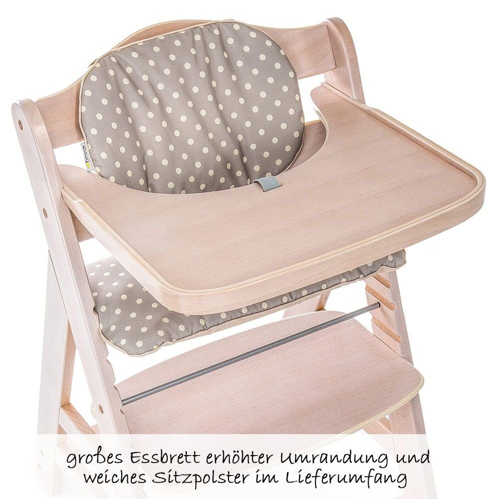 5 Tisch Aufsatz Babystuhl (Set, Sitzauflage, Hauck für Neugeborene, Beta - St), Holz Whitewashed Plus Set Hochstuhl Newborn ab Geburt,