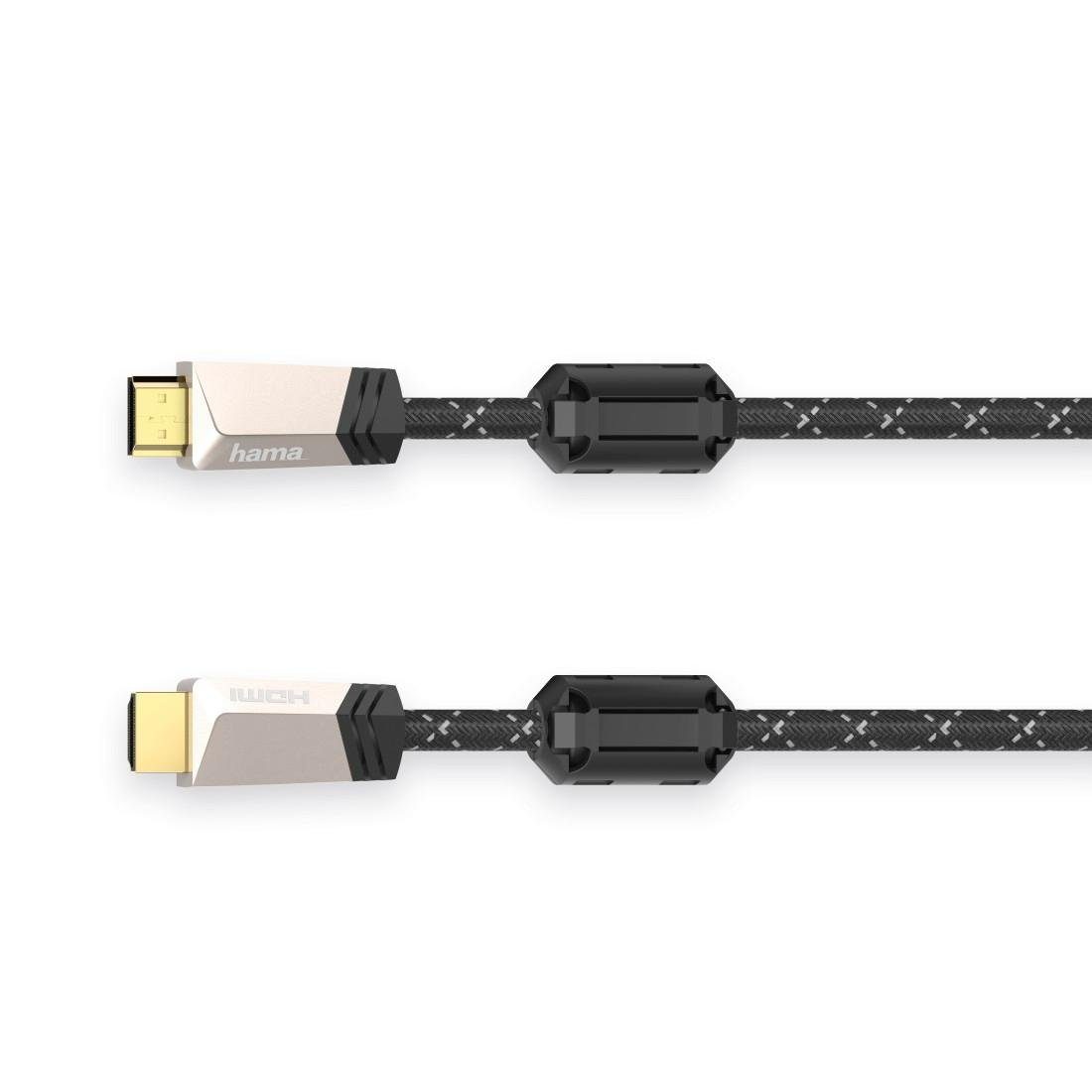 m Ferrit Kabel HDMI™-Kabel m. HDMI-Kabel, Premium 0,75 Hama Ethernet, (75 cm), Stecker-Stecker, HDMI, Metall