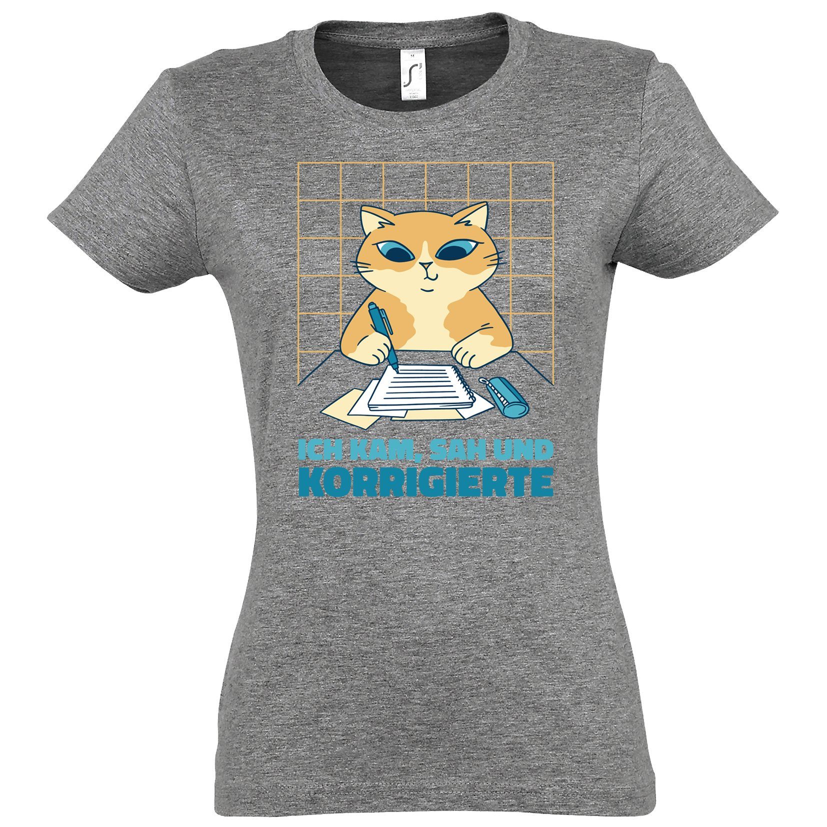 Youth Designz T-Shirt ICH KAM, SAH UND KORRIGIERTE Damen Shirt Mit modischem Print