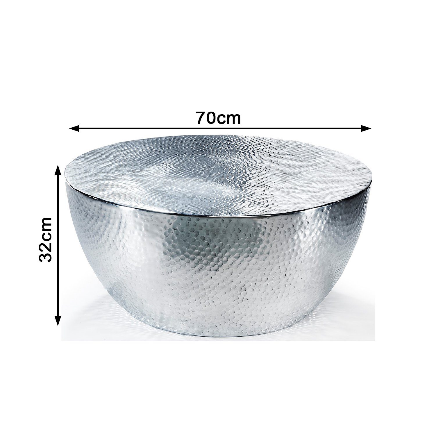 (silber, aus 1-St) Metall Kobolo SPARKLE Tisch Beistelltisch Ablagetisch gehämmertem