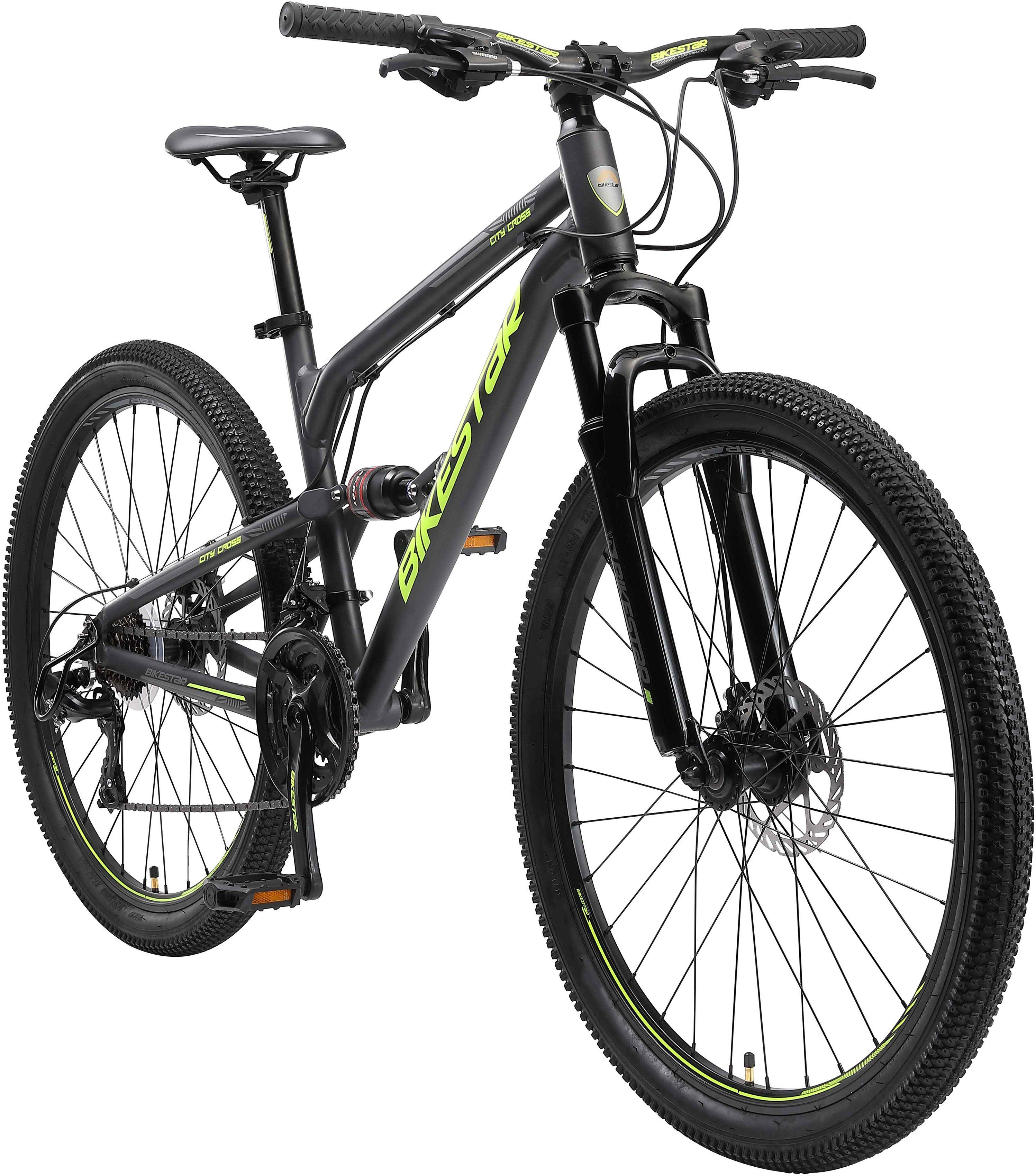 Bikestar Mountainbike, 21 Gang Shimano RD-TY300 Schaltwerk, Kettenschaltung, für Damen und Herren, Kettenschaltung