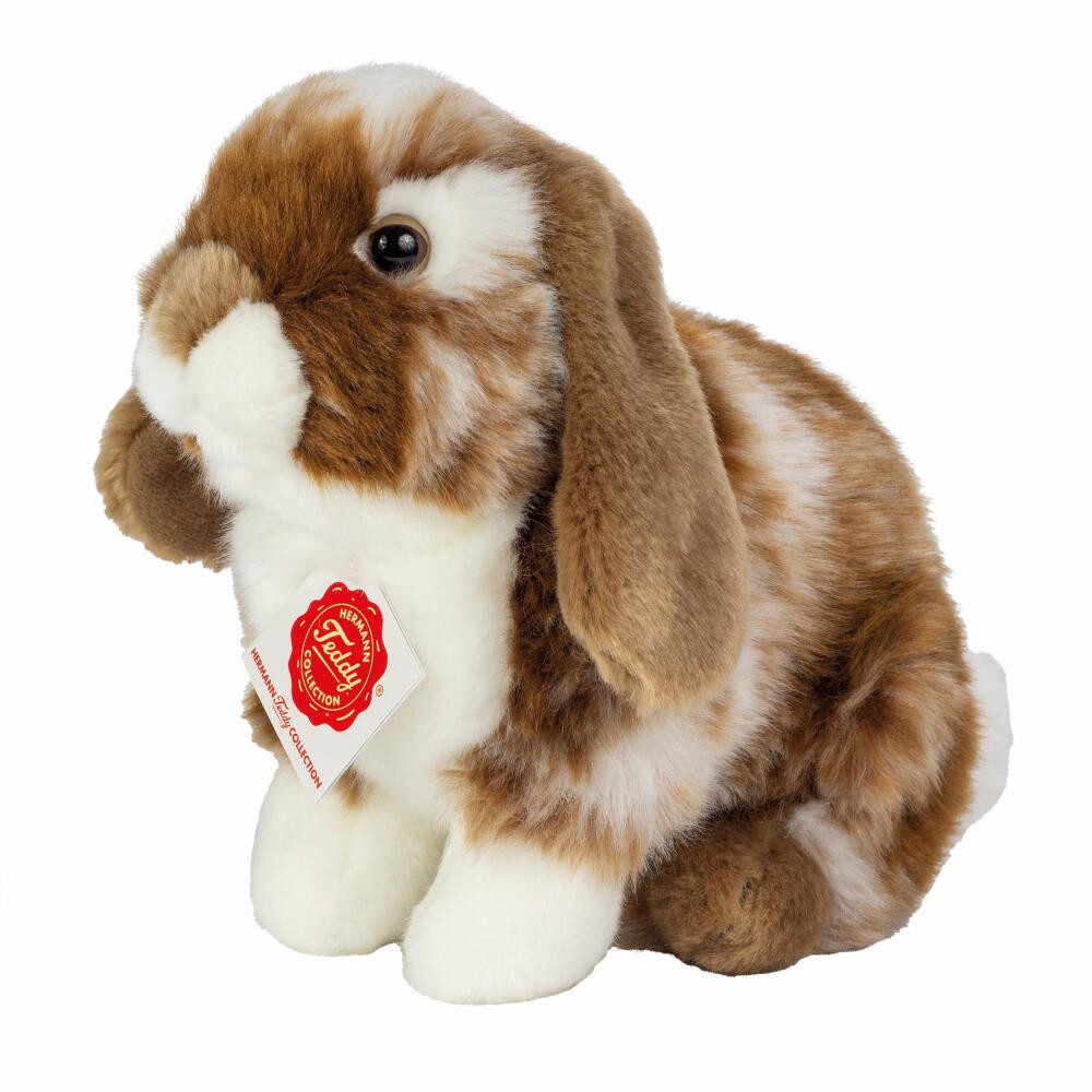 Teddy Hermann® Kuscheltier Hase sitzend dunkelbraun/weiß gescheckt 20 cm