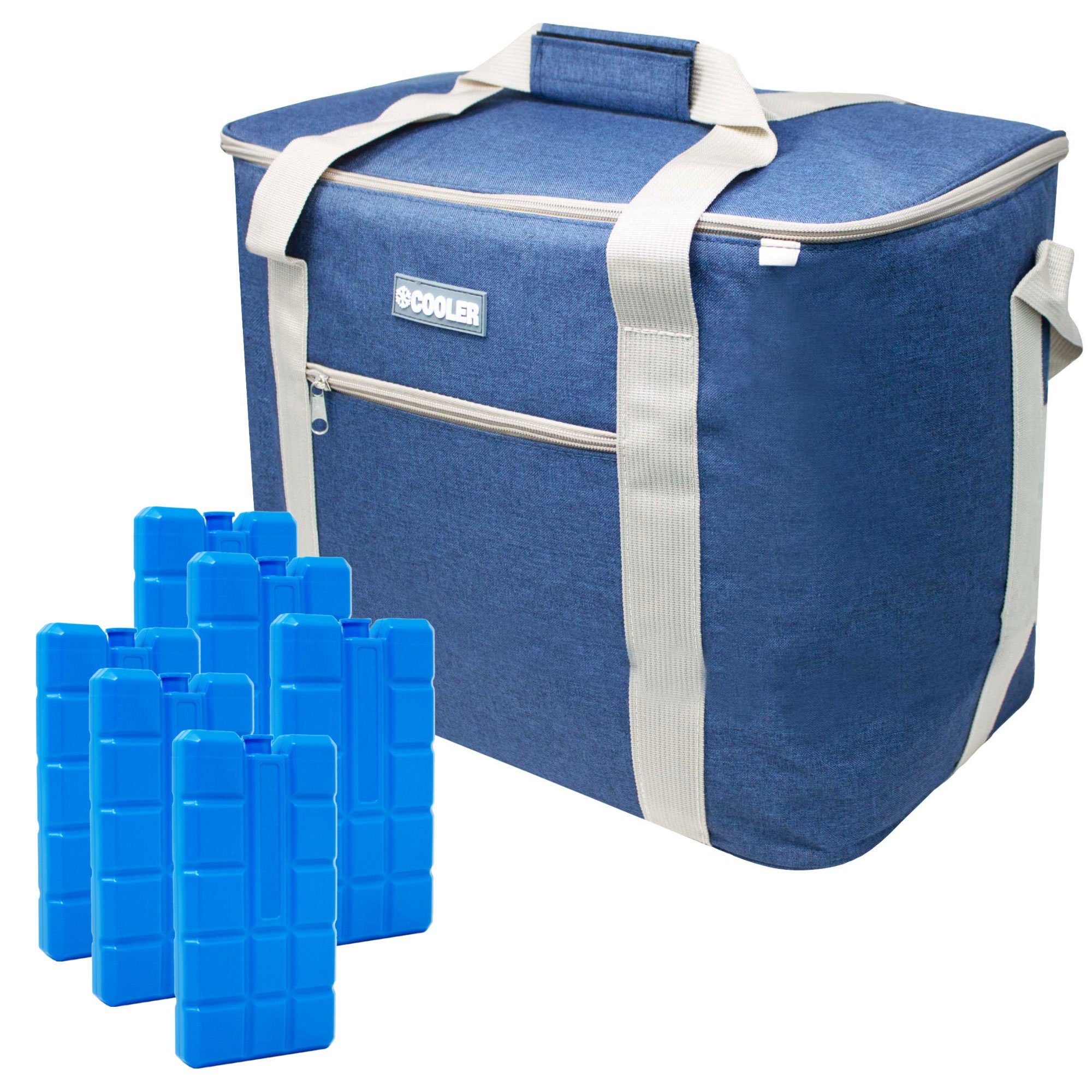 Kühlbox ToCi mit Liter 6er-Set 36 Kühlakkus Kühltasche große Navy-Blau Kühltasche