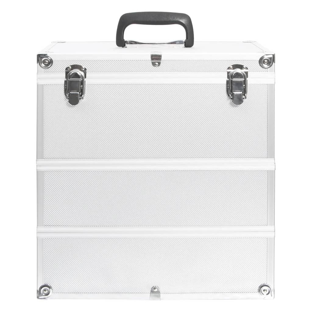 vidaXL Kosmetikkoffer, Schminkkoffer 37x24x40 cm Silbern Aluminium