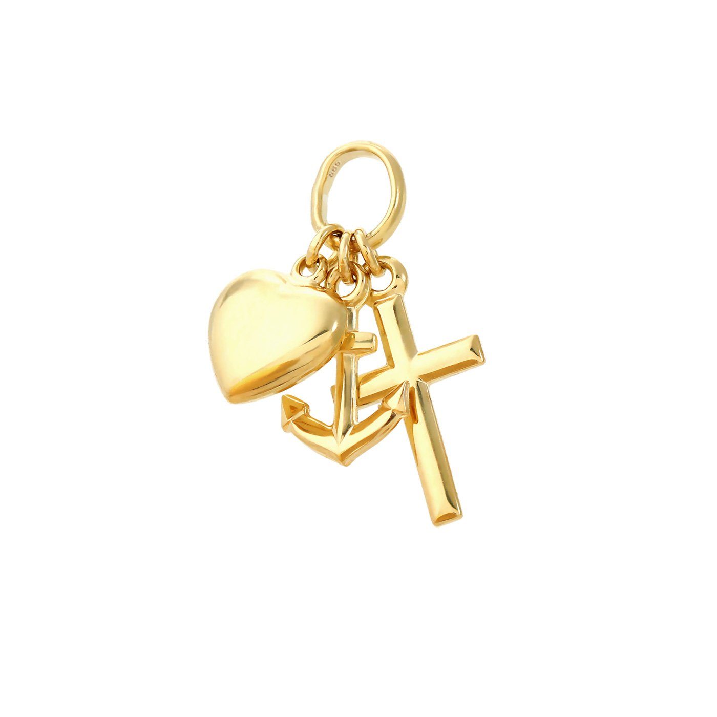 Kettenanhänger Glaube Liebe Hoffnung 585er 14k Gelbgold 7mm Klein