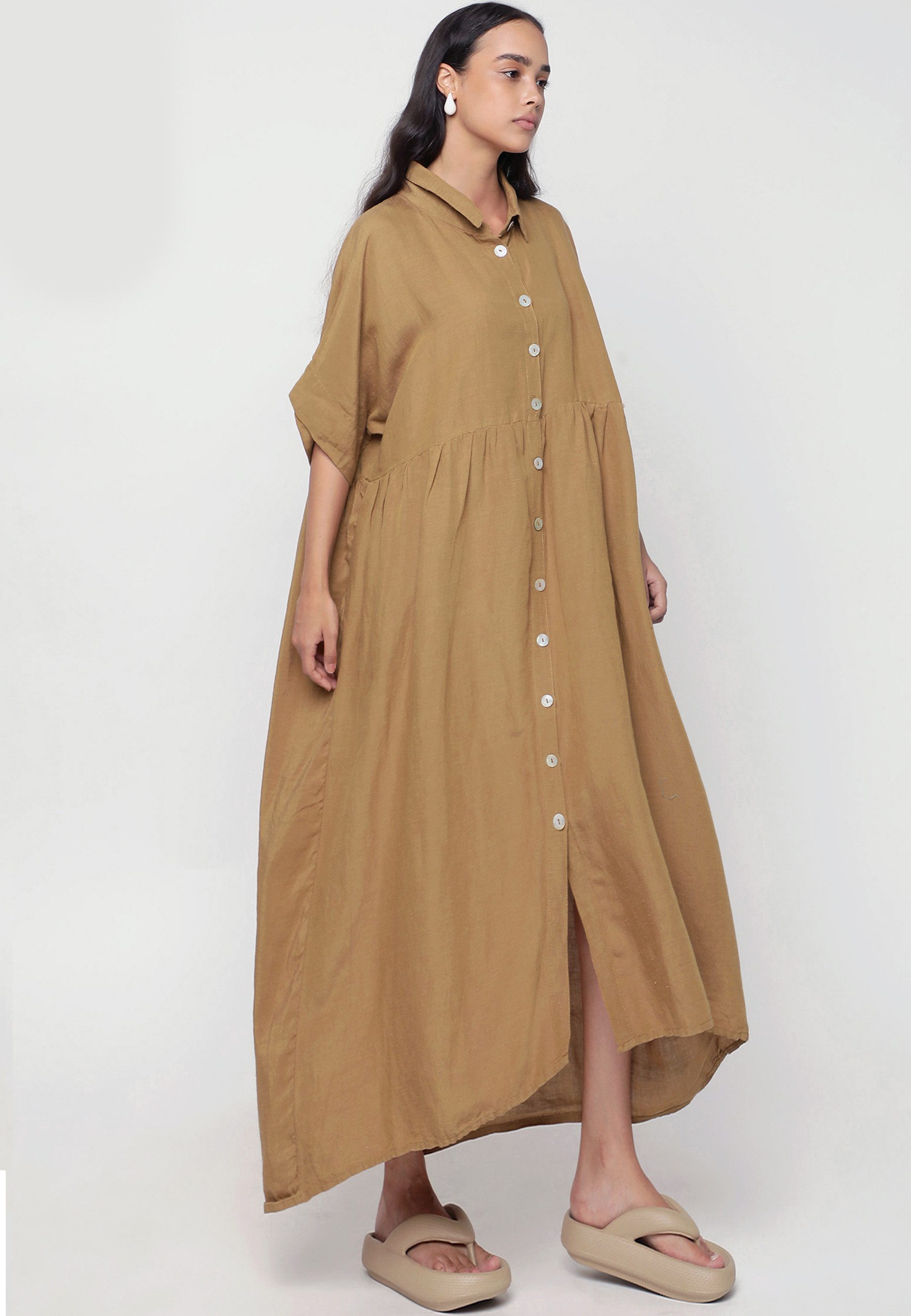 YC Fashion & Style Sommerkleid Sommerkleid Boho Oversize Leinen - Kleid Plus-Size Basic