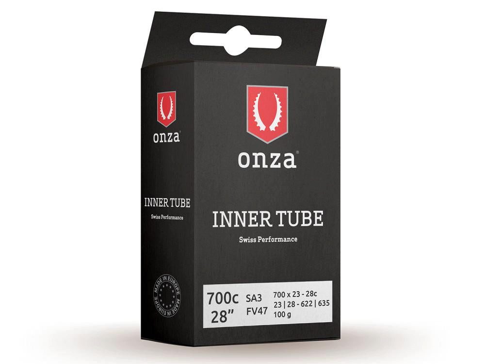 Fahrradschlauch Onza Tires Tube SA3, 700x23C-28C, 0.9mm, Presta FV47mm, black, 700C