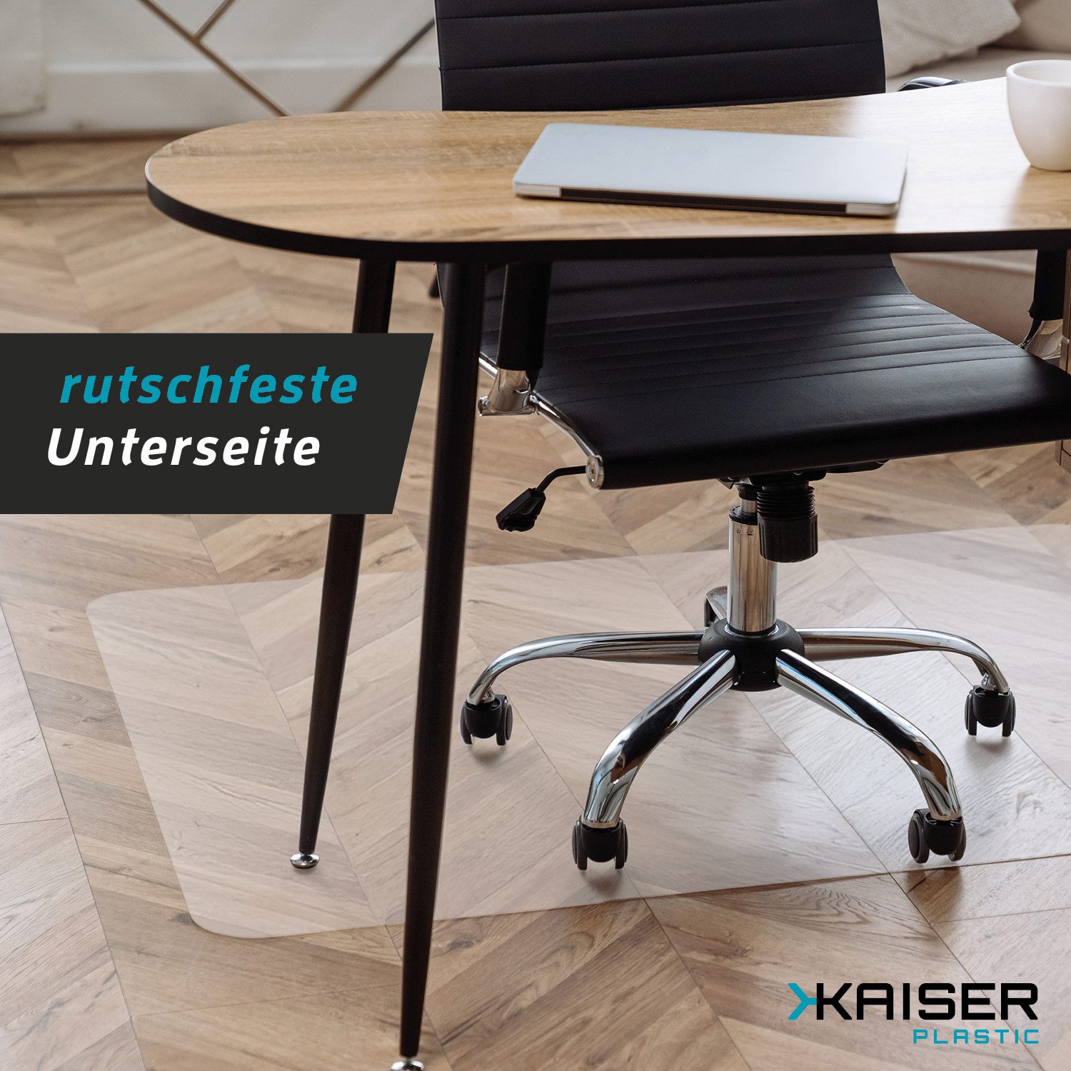 Kaiser plastic Bodenschutzmatte für Hartboden - Bürostuhl Unterlage - Unterlage Schreibtischstuhl, Schutzmatte transparent - rutschfest - Stuhlunterlage Made in Germany