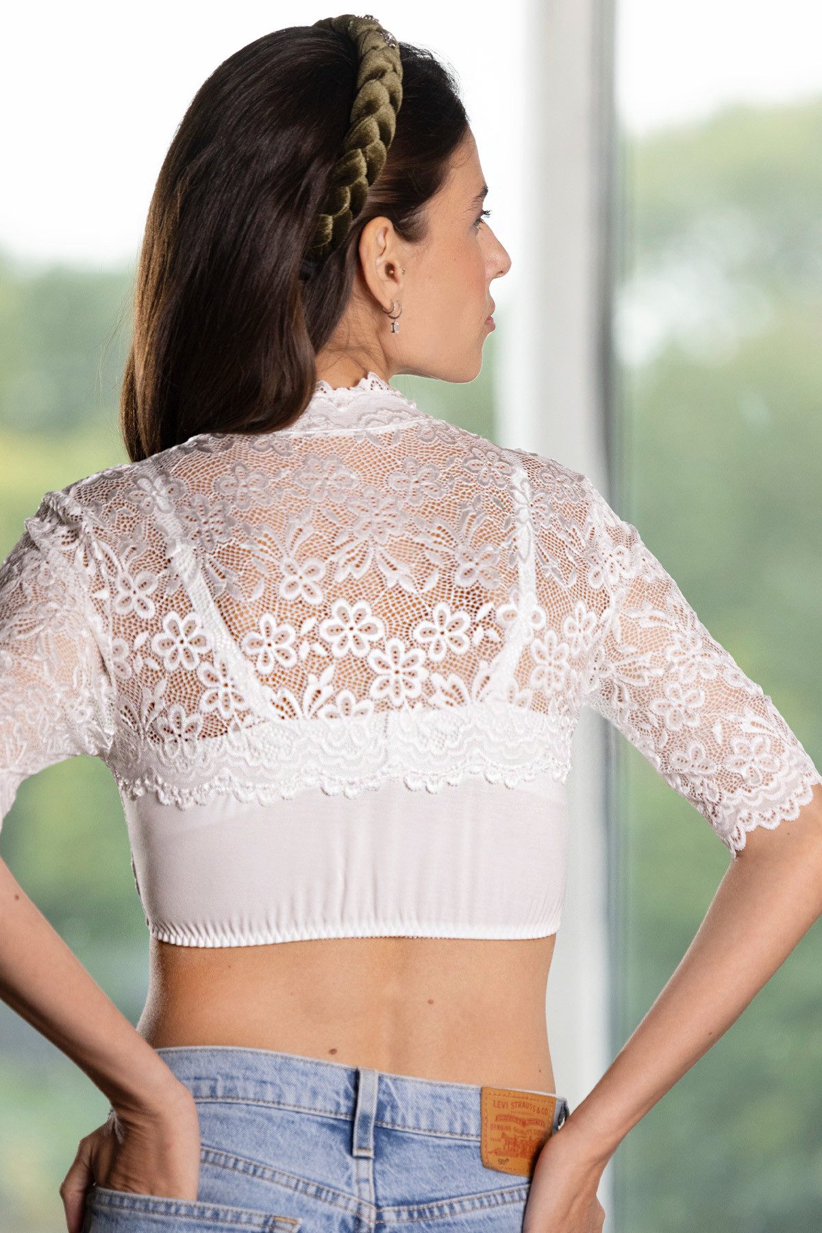 Nina Von C. Dirndlbluse Halbarm Spitzen 'Audrey' 16467326, Weiß günstig online kaufen