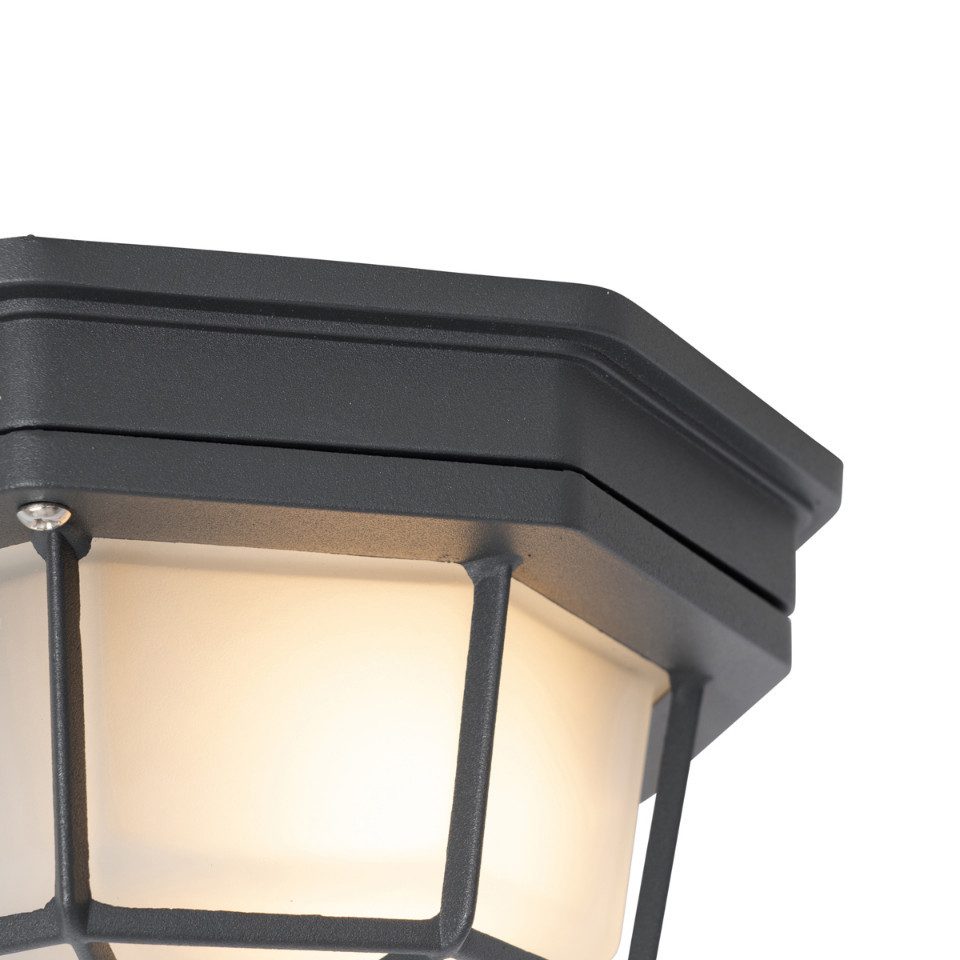 Qazqa Außen-Deckenleuchte Bri, ohne Leuchtmittel, E27, Dunkelgrau, Landhaus günstig online kaufen