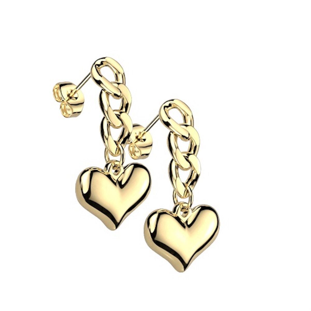 Taffstyle Paar Ohrstecker Damen Ohrringe Hängend Ketten Herz Anhänger Ohrstecker Herzen Gold, Geschenke für Frauen Freundin zum Geburtstag Weihnachten Valentinstag
