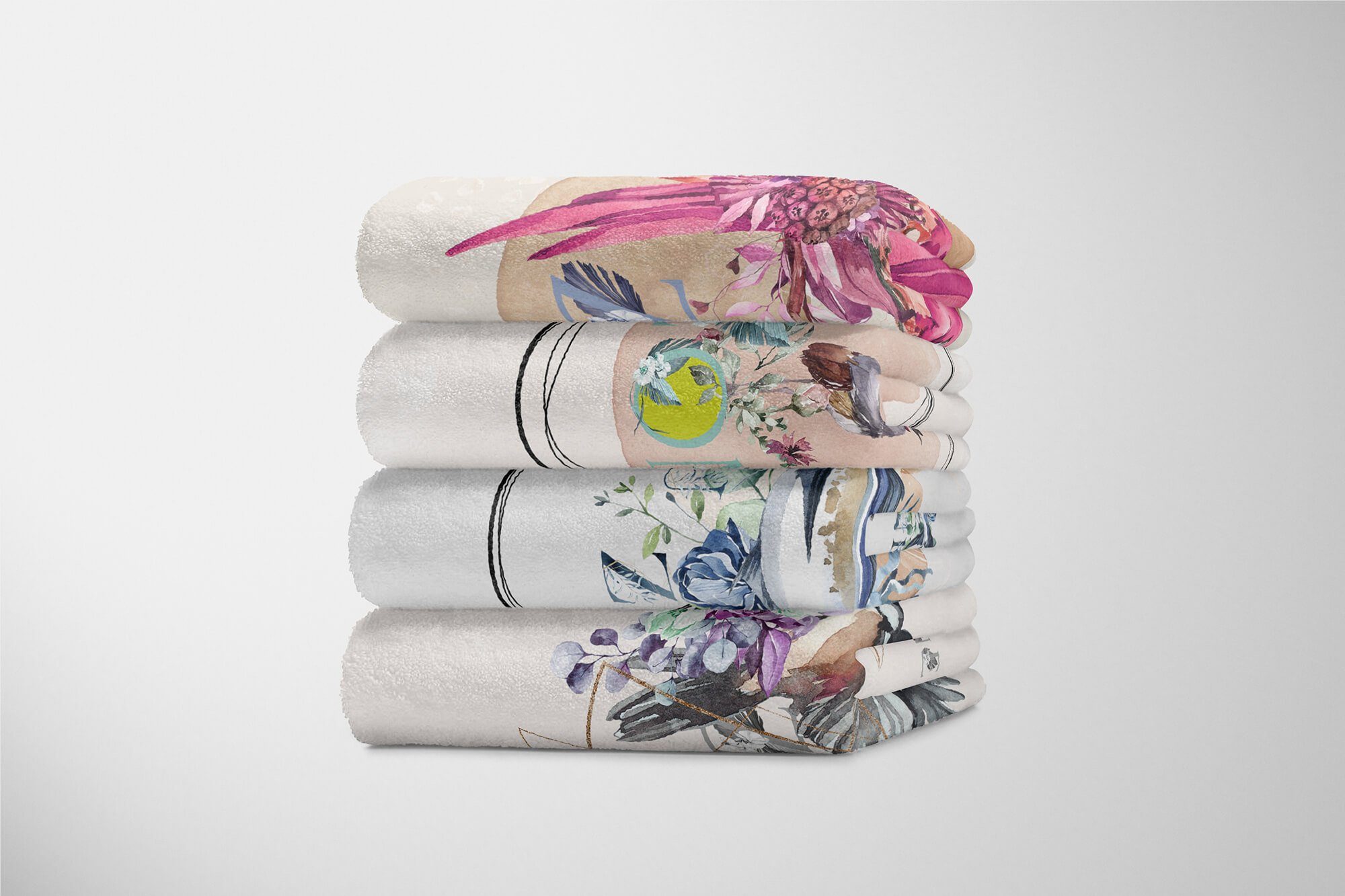 Sinus Baumwolle-Polyester-Mix Handtuch Handtücher Kunstvoll Art Mo, (1-St), Blumen Strandhandtuch Ozean Handtuch Saunatuch Schwertfisch Kuscheldecke