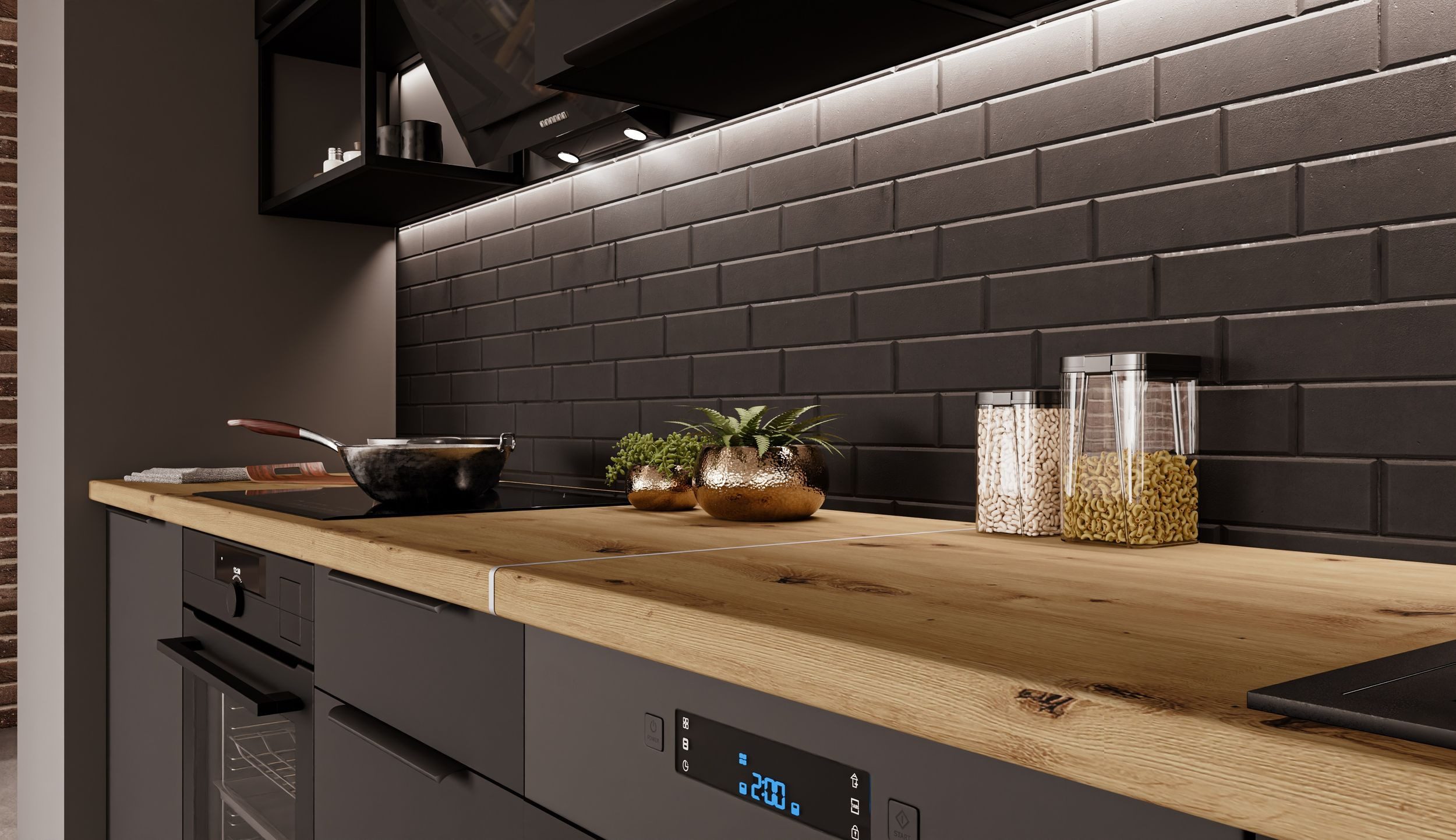 Küchen-Preisbombe Küchenzeile SIENA BASIC LOFT 280 cm Küchenblock Küche Einbauküche Schwarz matt