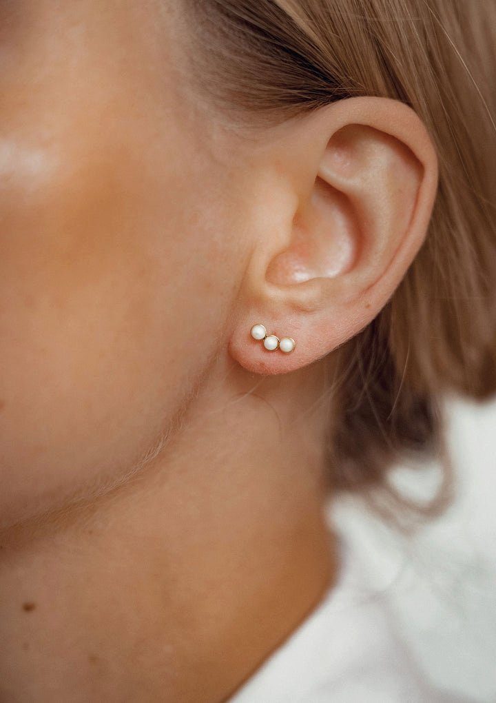 Hey Happiness Perlenohrringe Trio Perlen, Silber Ohrstecker 18K Gold, Ohrri günstig online kaufen